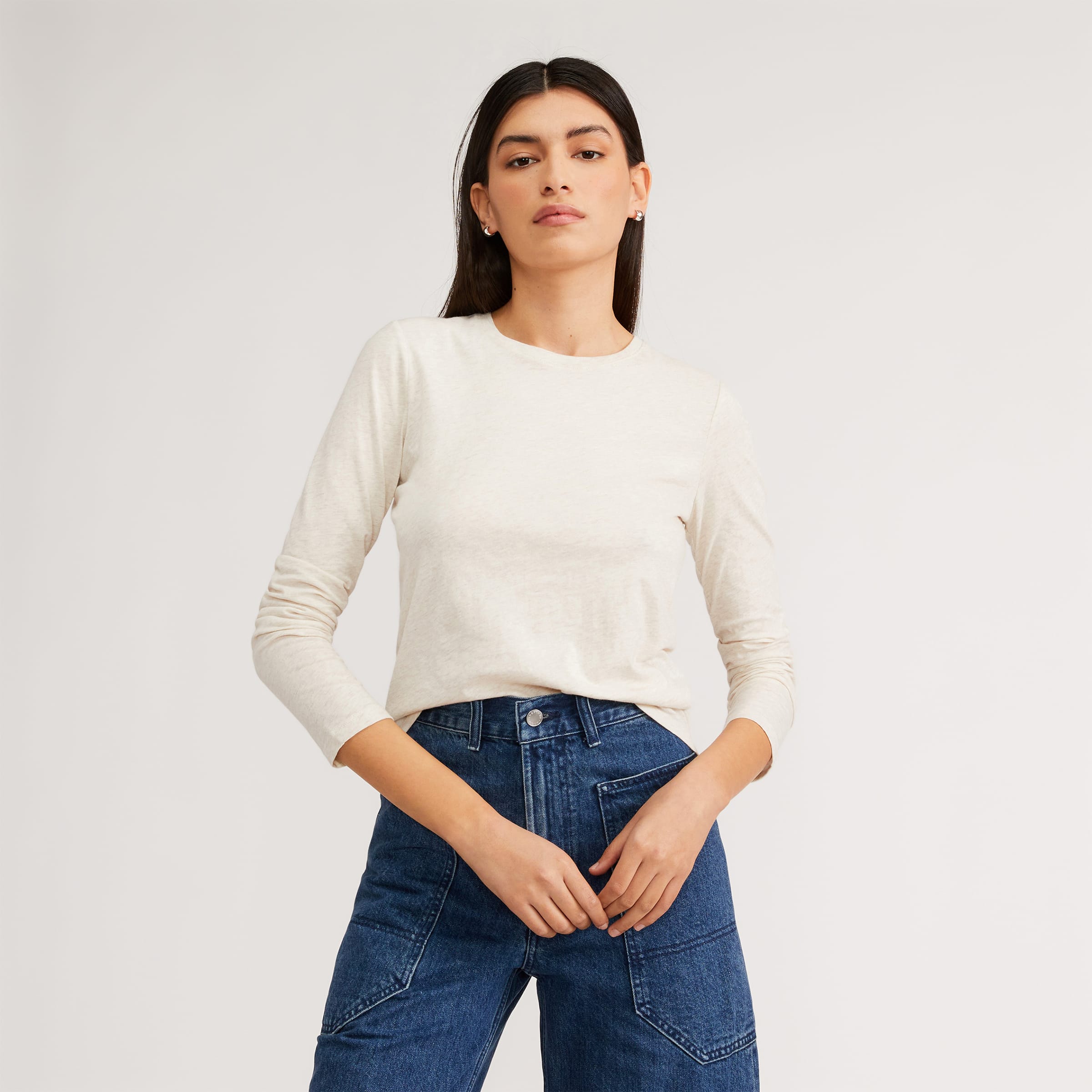 The Organic Cotton Long Sleeve Crew Oatmeal Everlane