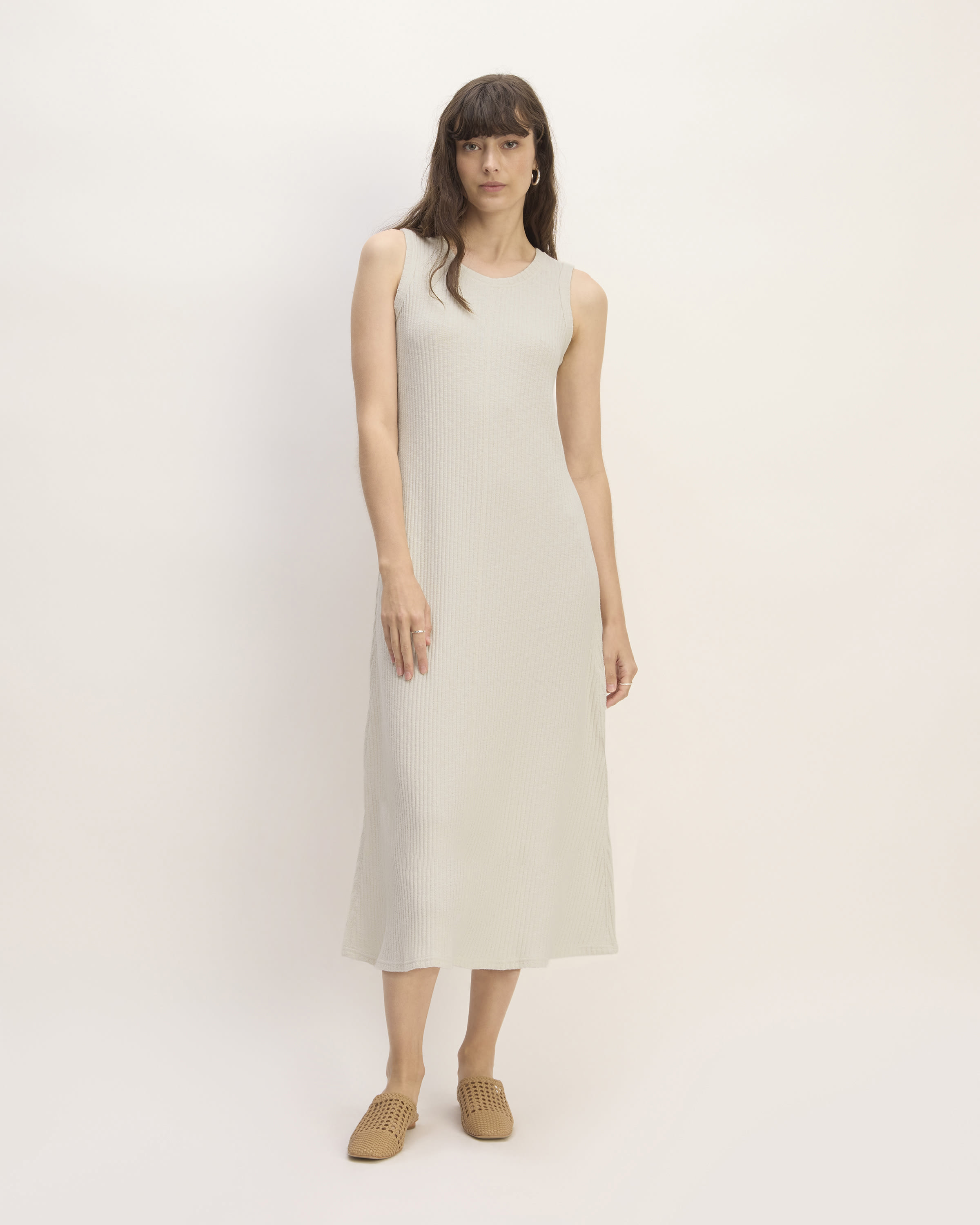 The Rib Knit A Line Tank Dress Bone Everlane