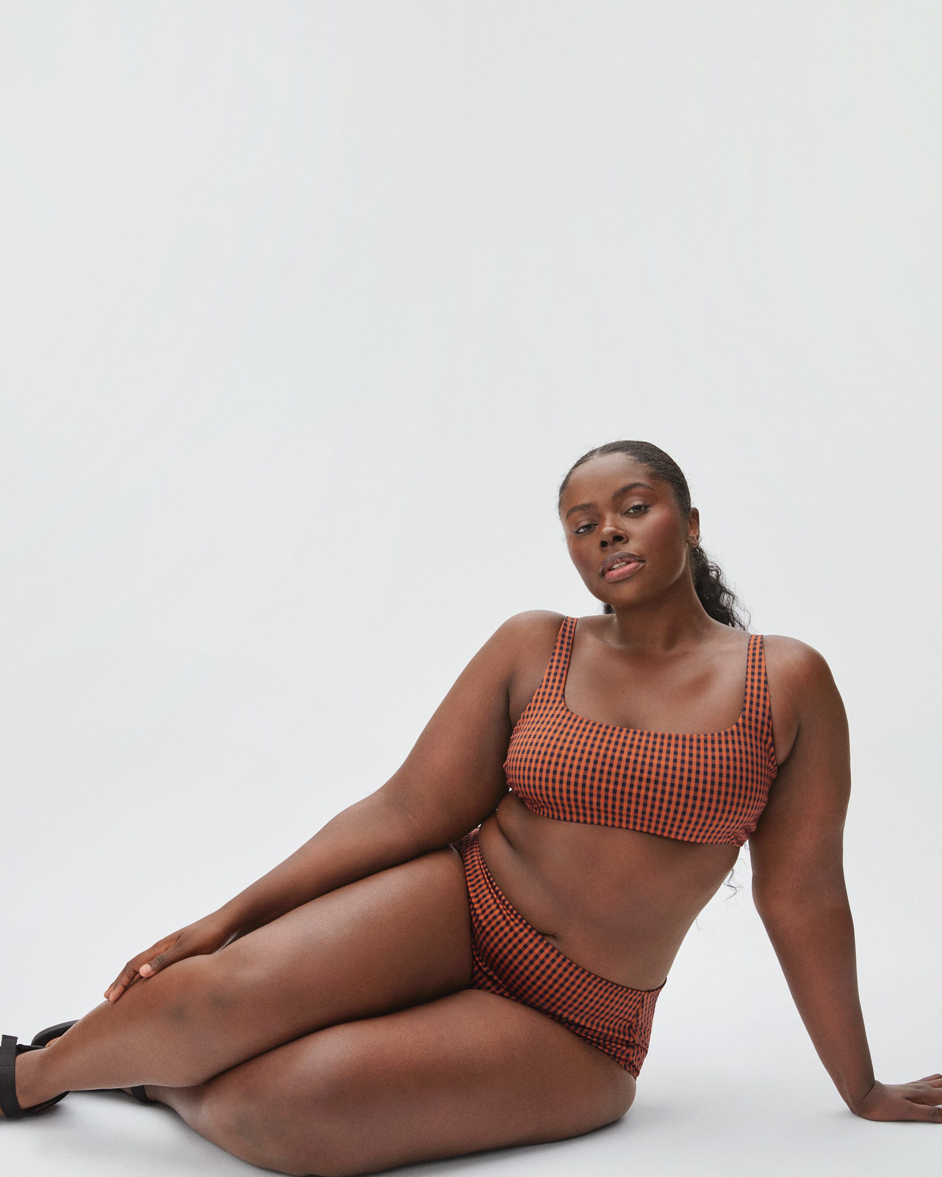The Square Neck Bikini Top Honey Gingham Everlane