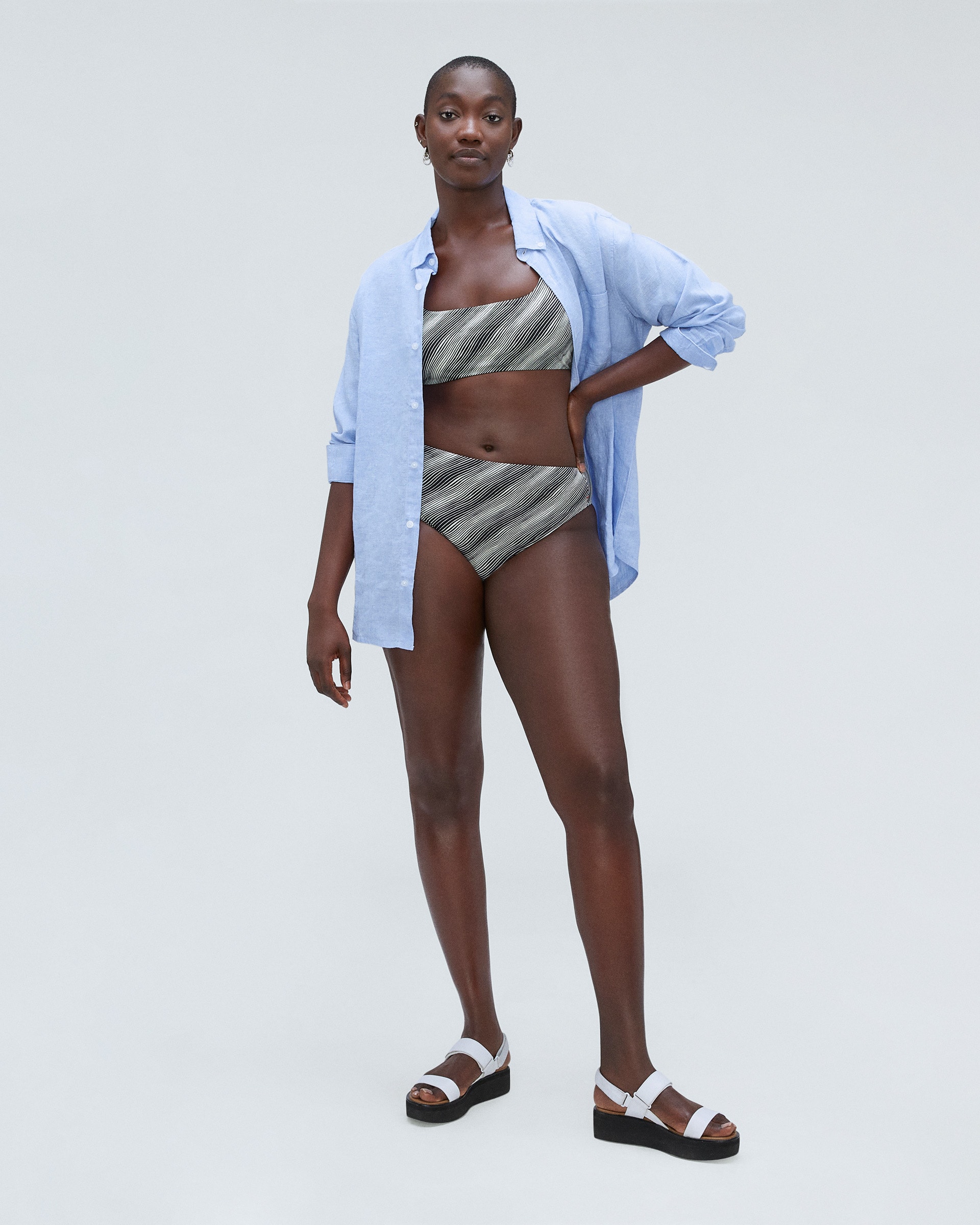 The High Rise Cheeky Bikini Bottom Black Canvas Everlane