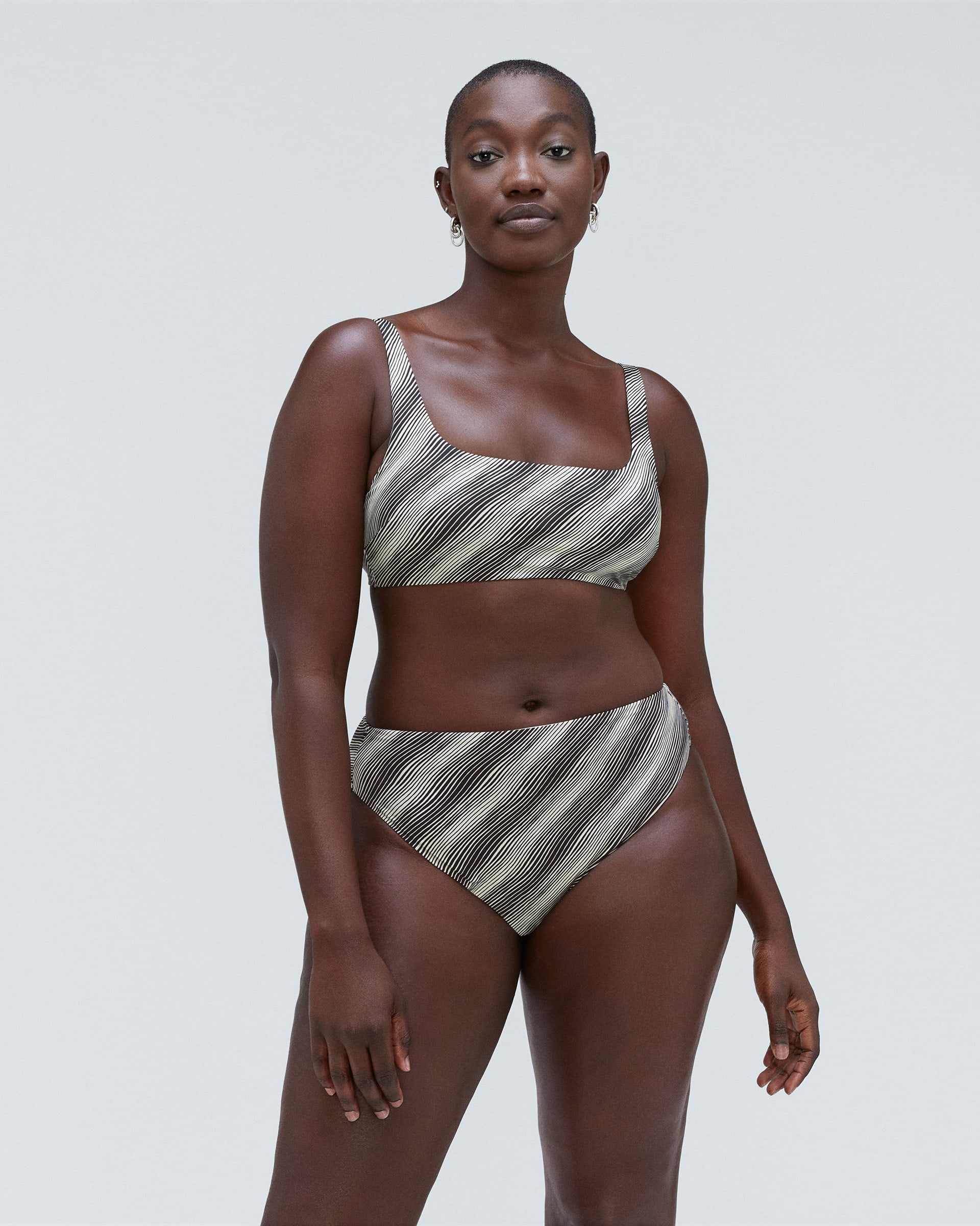 The High Rise Cheeky Bikini Bottom Black Canvas Everlane