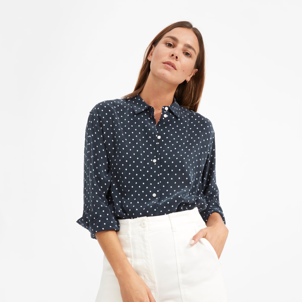polka dot button up blouse