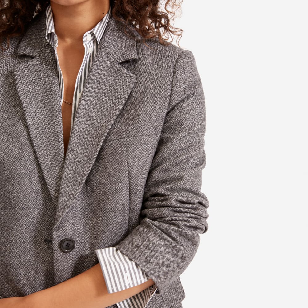 grey tweed blazer