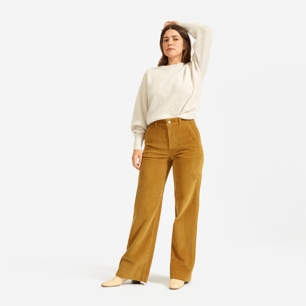 white corduroy wide leg pants