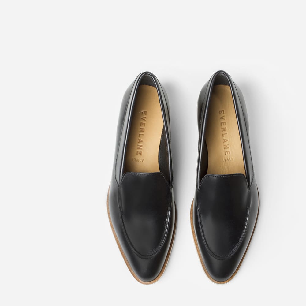 black leather loafers womens