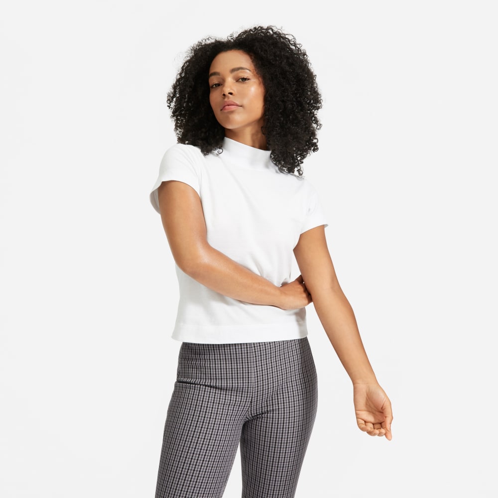 white turtleneck short sleeve