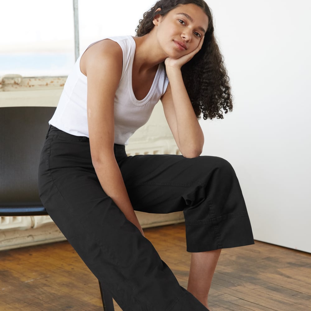 wide leg cropped chino pants