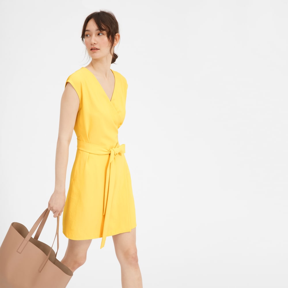 short sleeve wrap dress mini