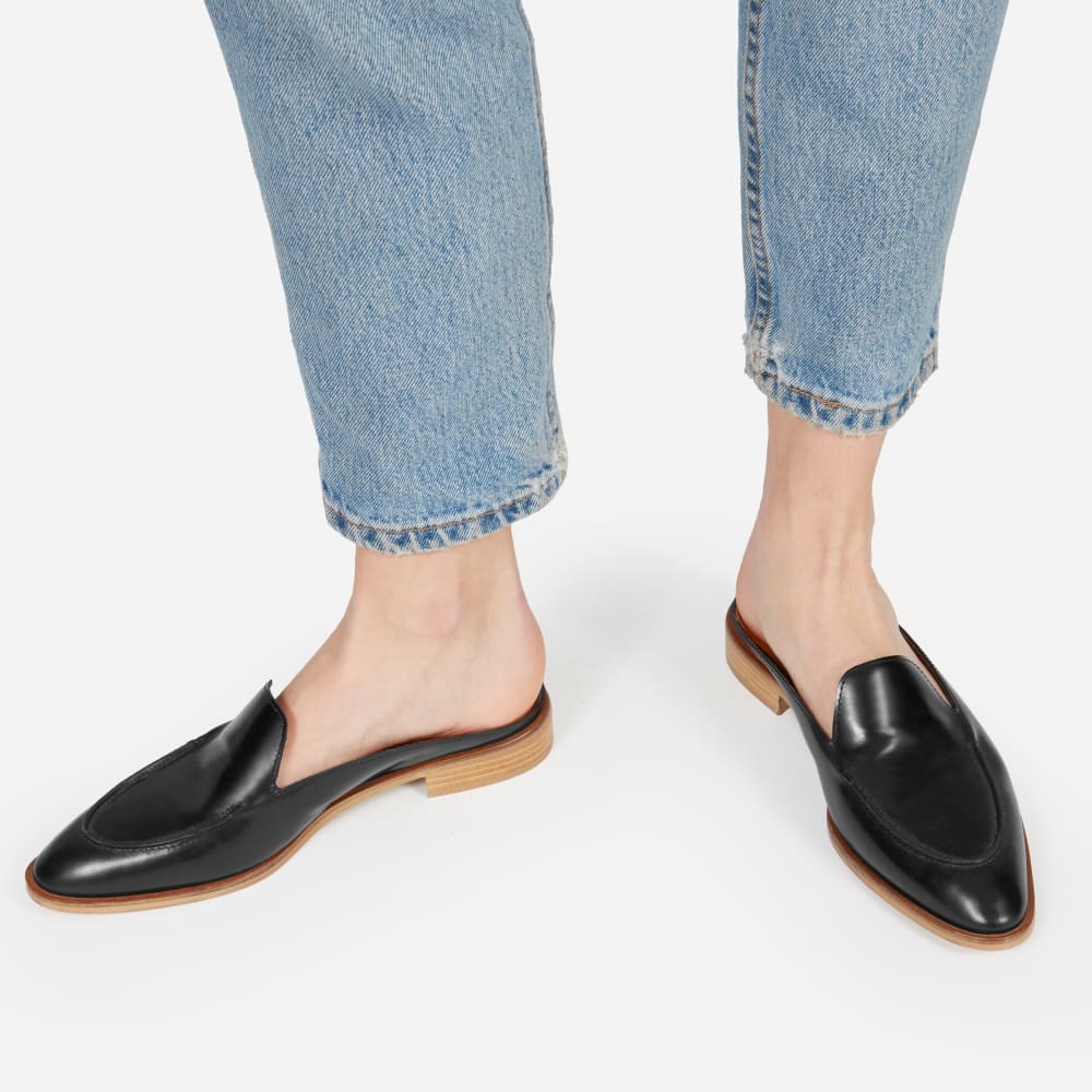 womens black loafer mules