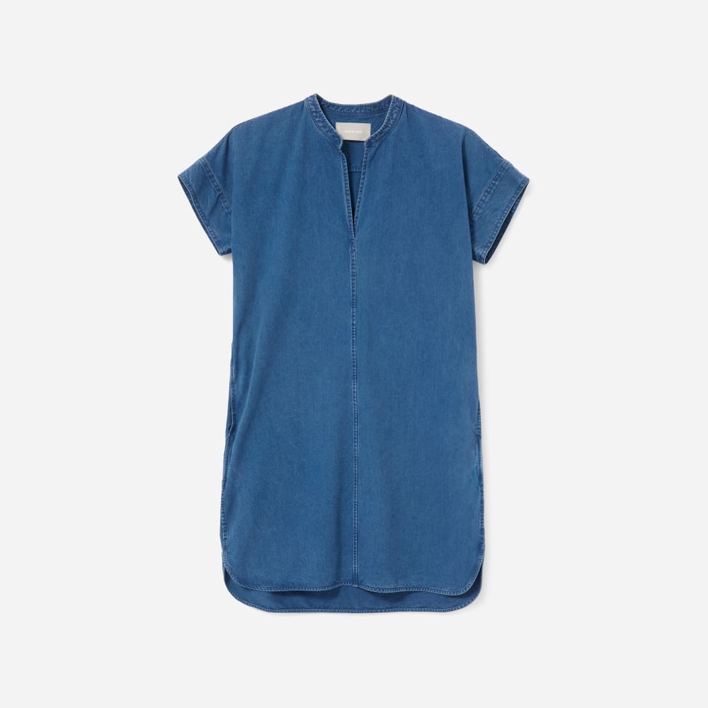 everlane split neck jean dress