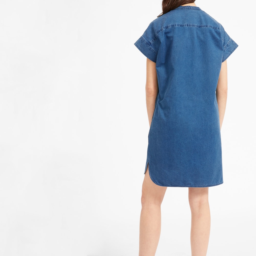 everlane split neck jean dress