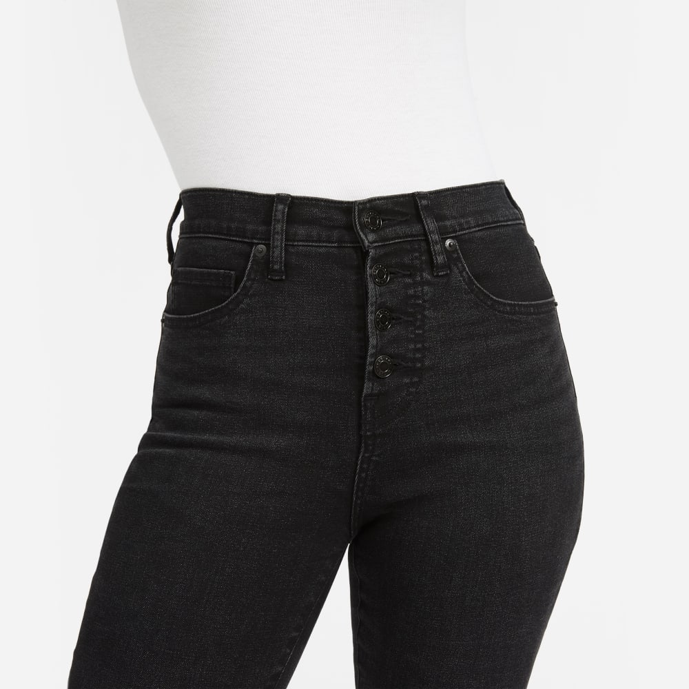button fly black skinny jeans