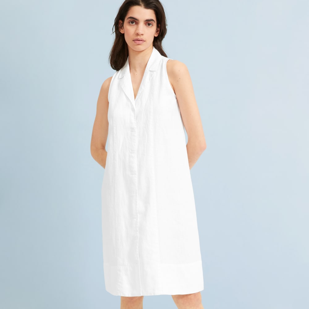 sleeveless linen shirt dress
