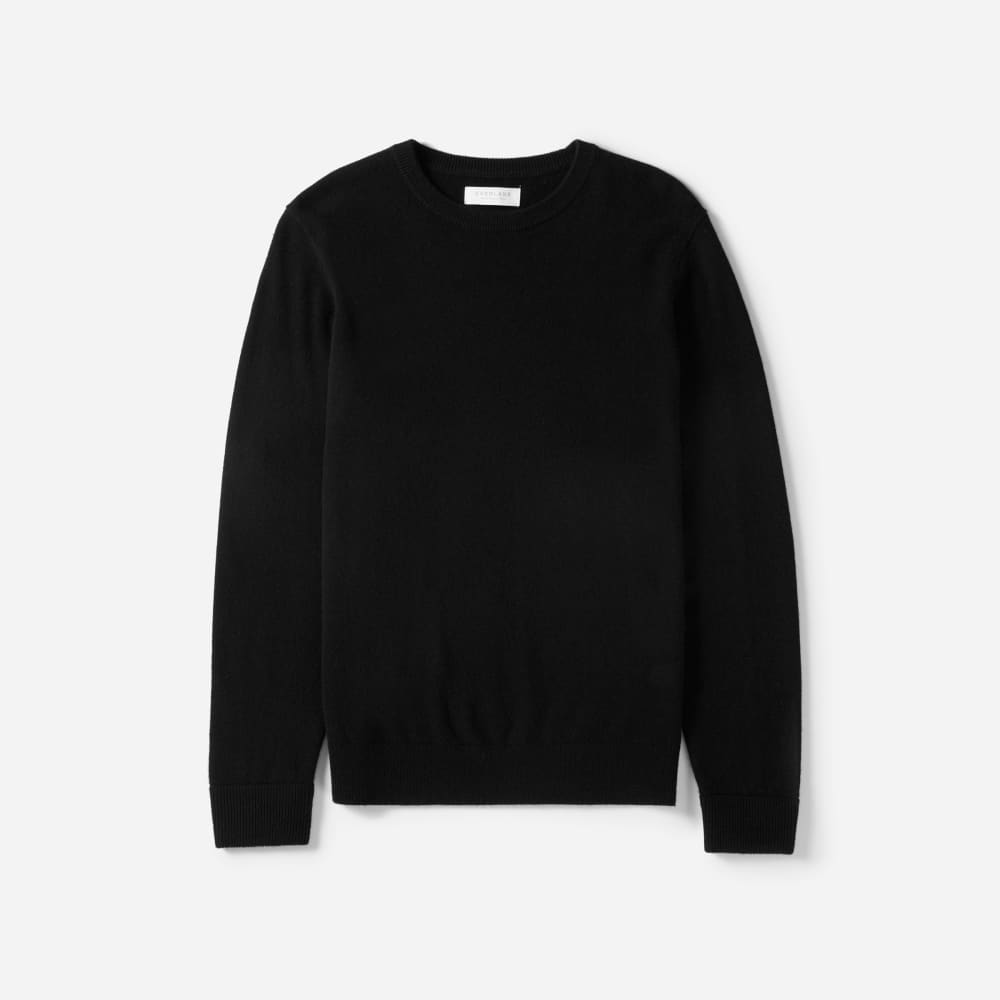 black cashmere crew neck sweater