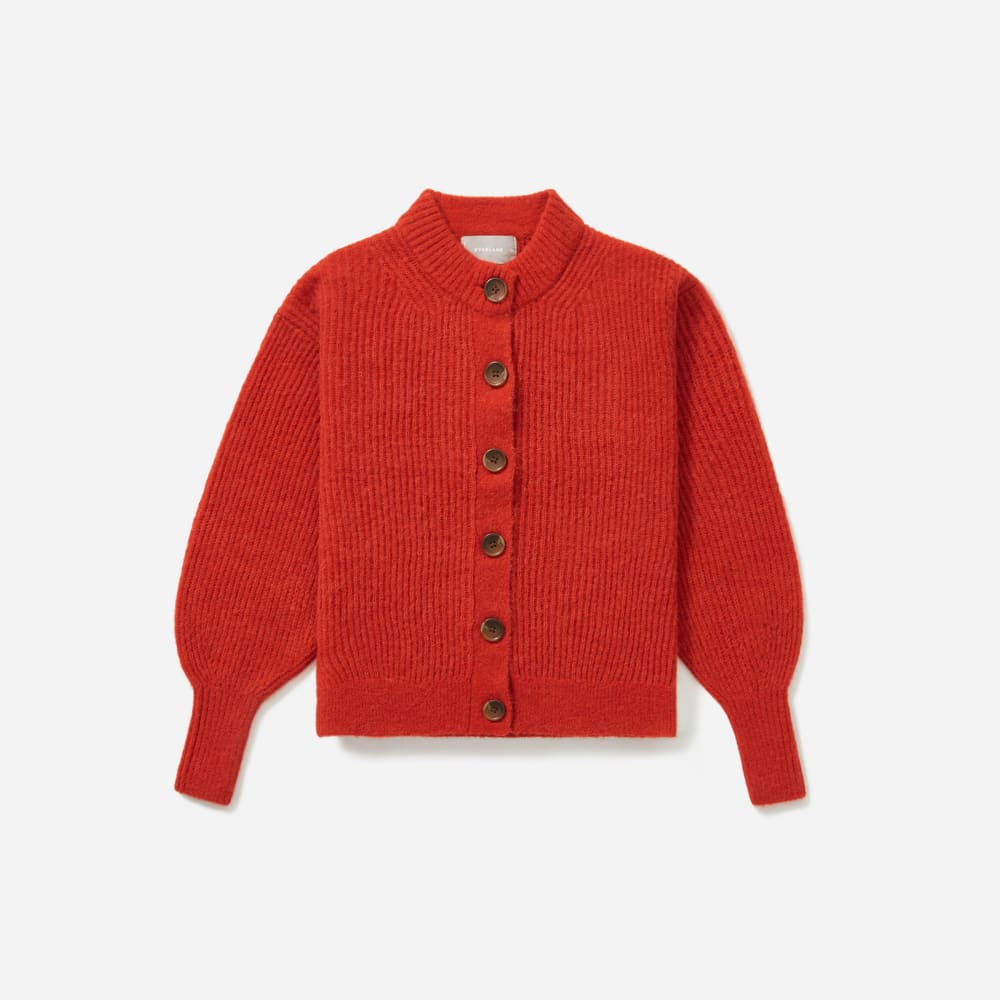 red cardigan