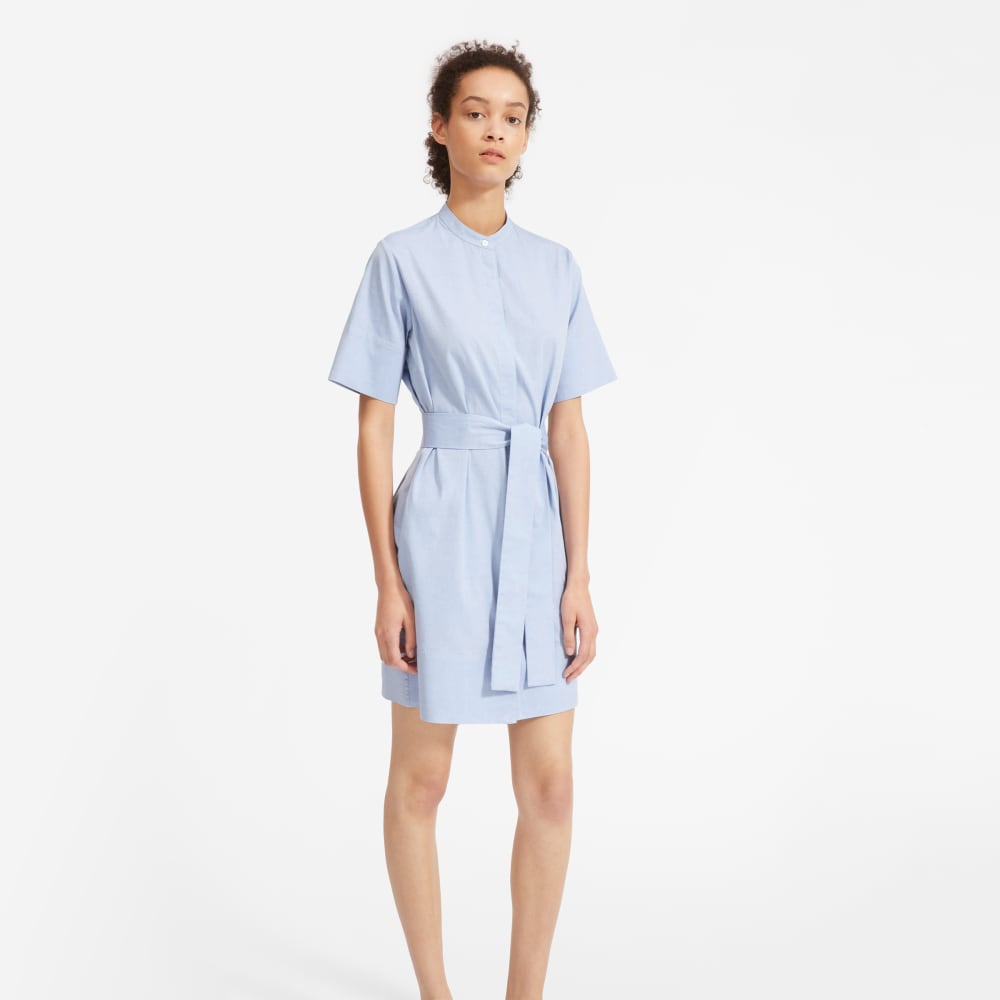 collarless shirt dress