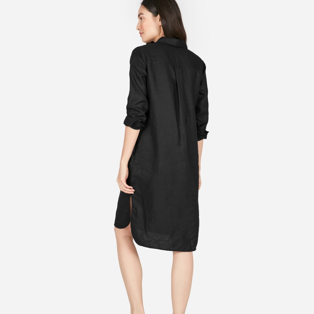 black linen shirt dress