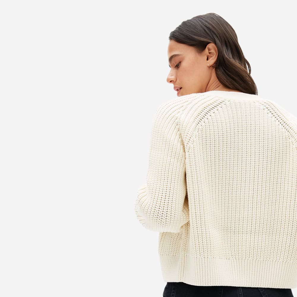 everlane texture cotton crop cardigan