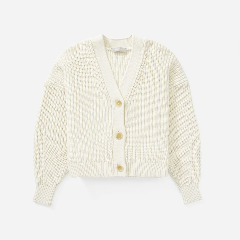 white chunky cropped cardigan