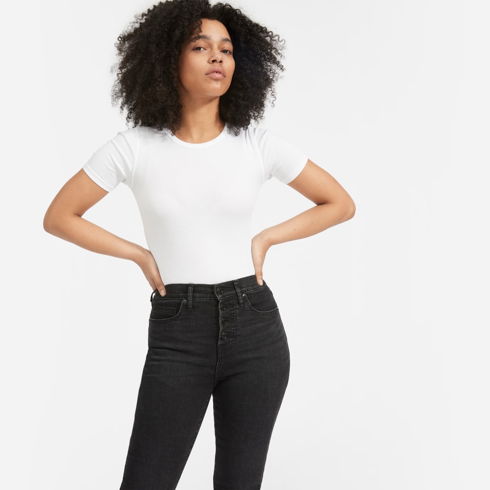 button fly stretch jeans