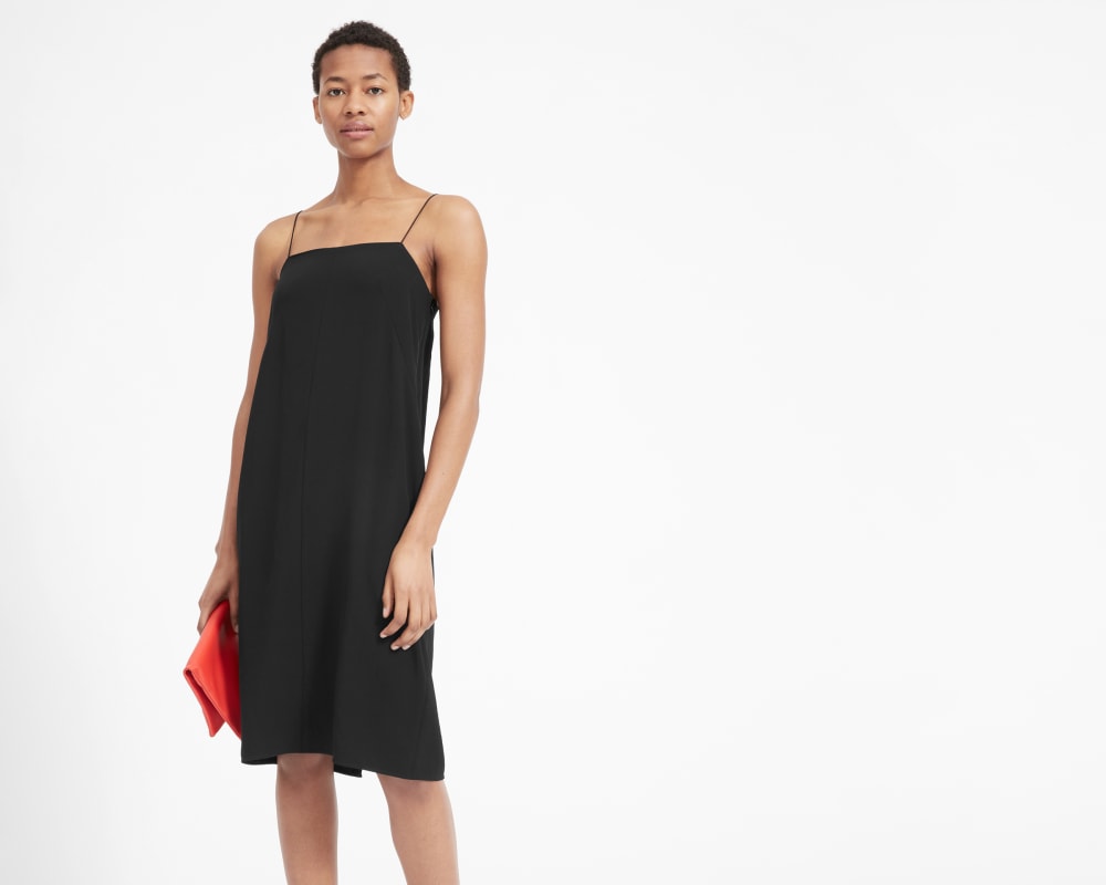 black cami slip dress