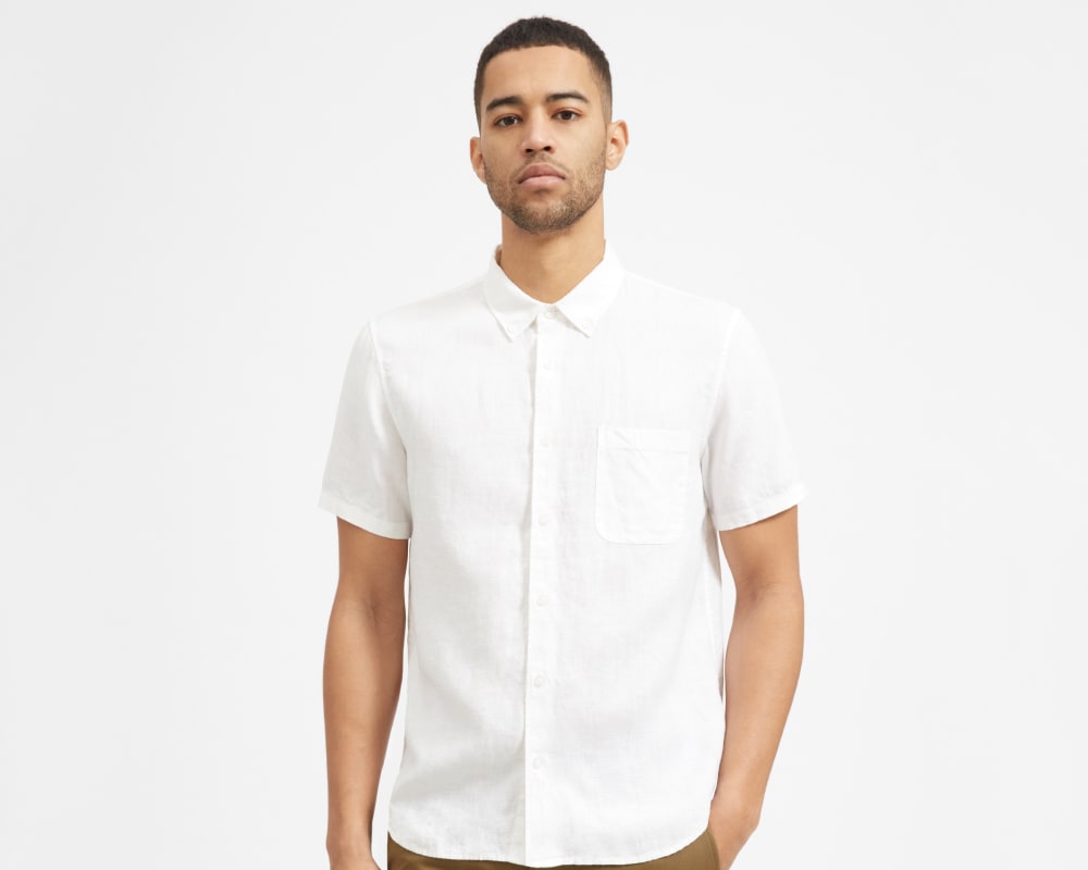 slim fit short sleeve linen shirt