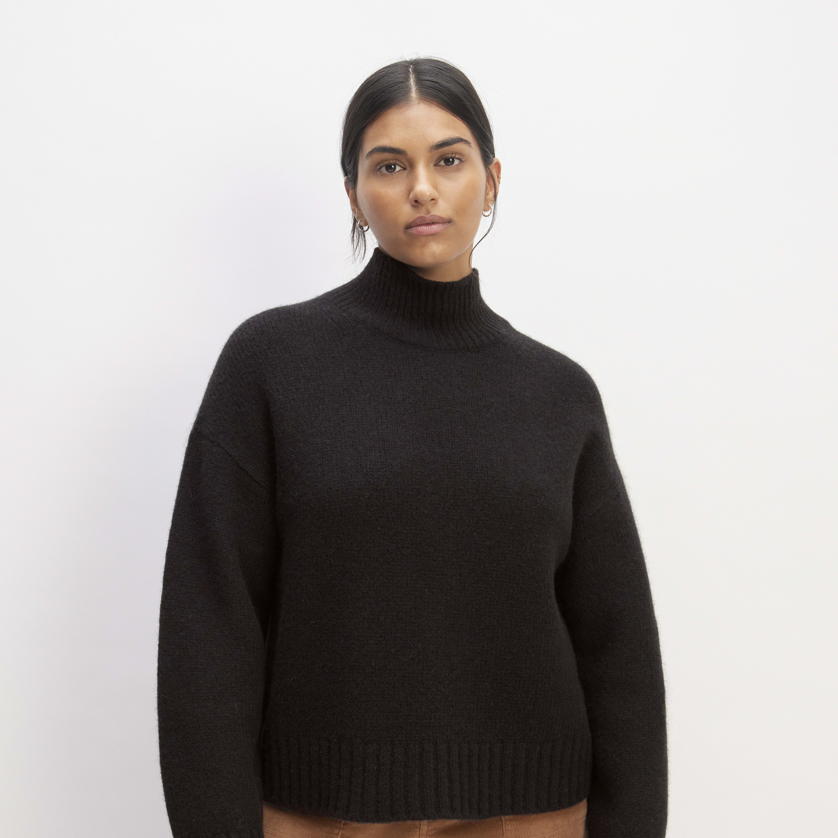 women's cloud oversized turtleneck sweater by everlane in black, size xxs