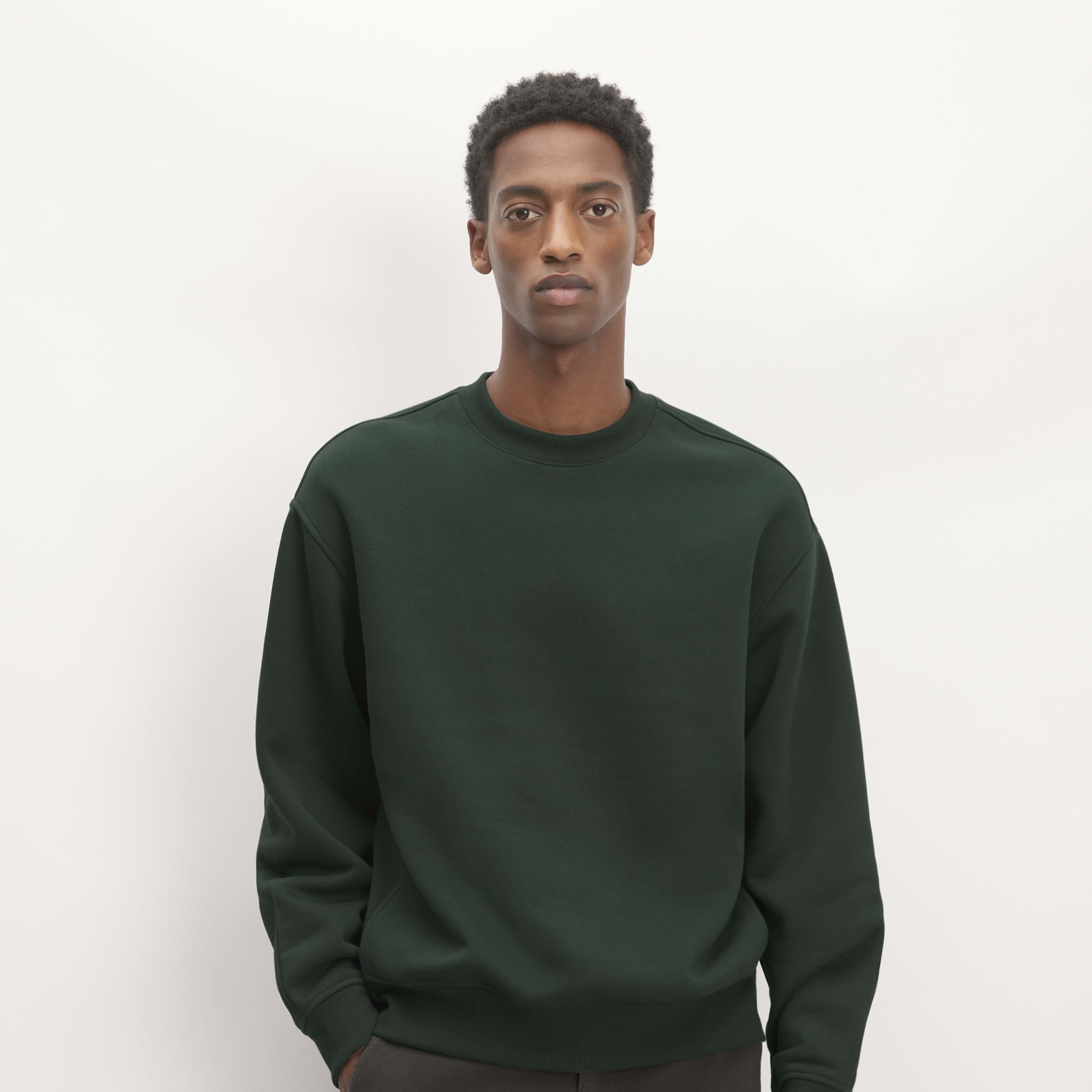 men's retrack crewneck sweatshirt by everlane in scarab, size m