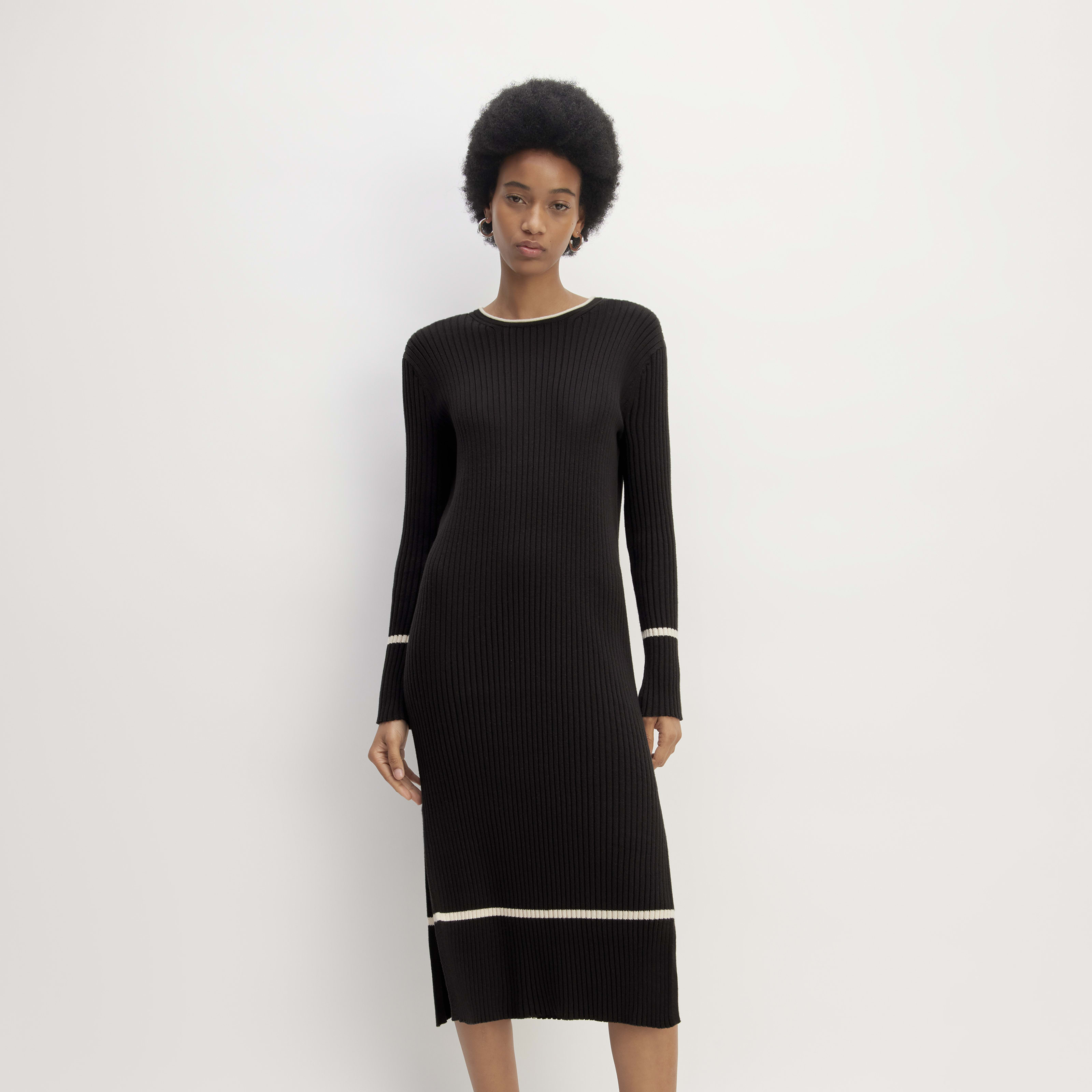 women's cotton wide rib midi dress by everlane in black, size xxs