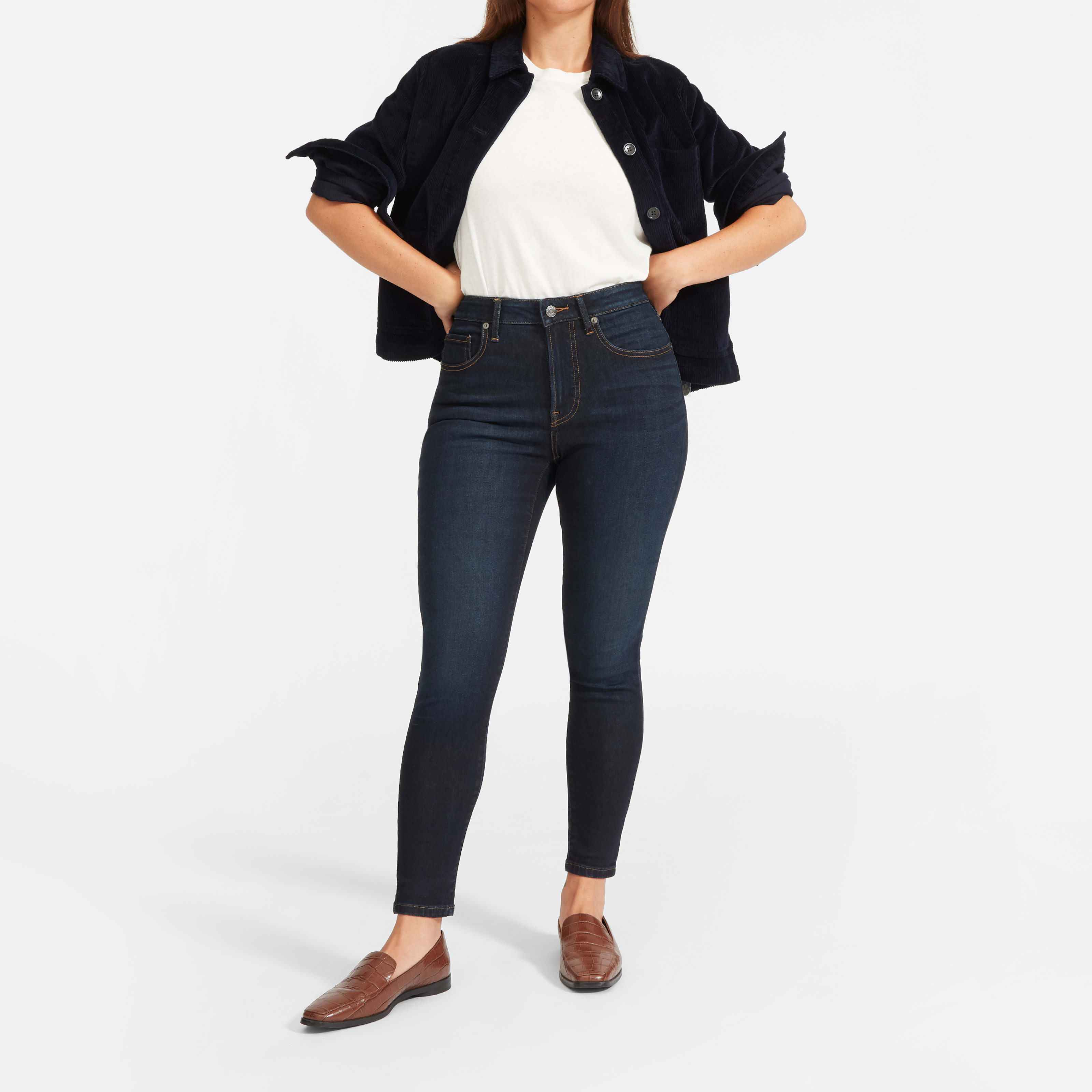 Women's Curvy Authentic Stretch High-Rise Skinny Jean By Everlane In Dark Blue Wash, Size 23
