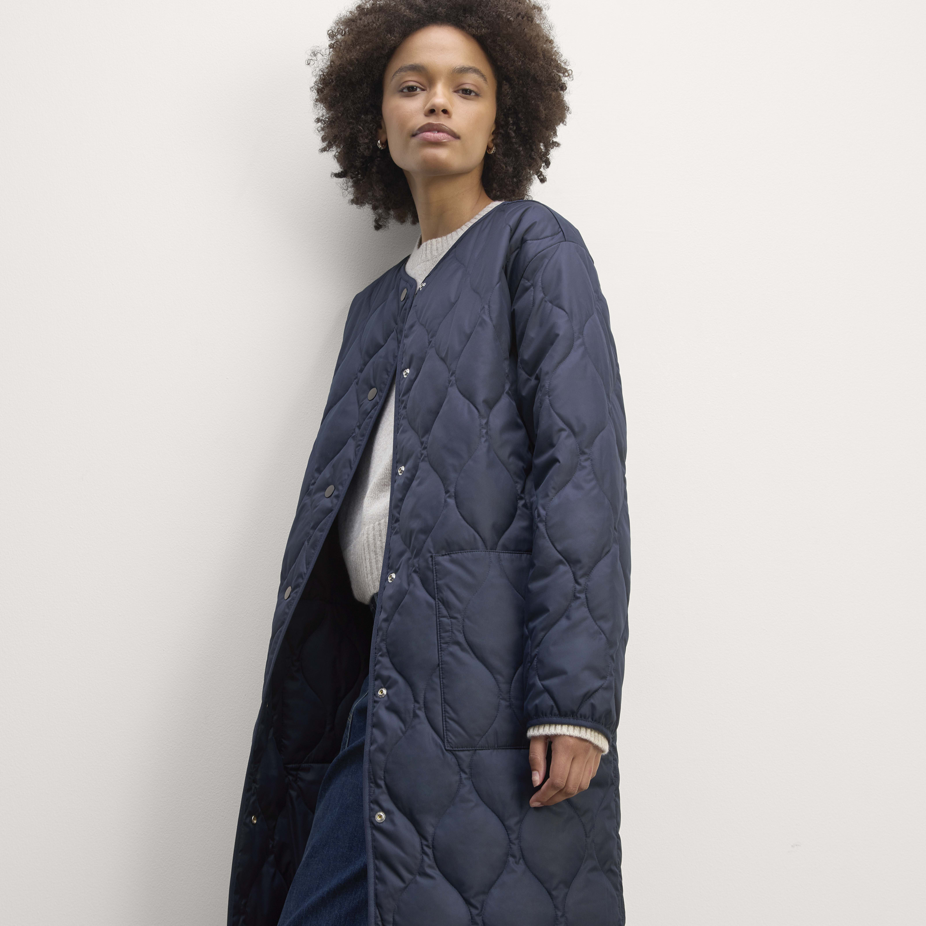 Women's Long Quilted Liner by Everlane in Navy, Size XXL