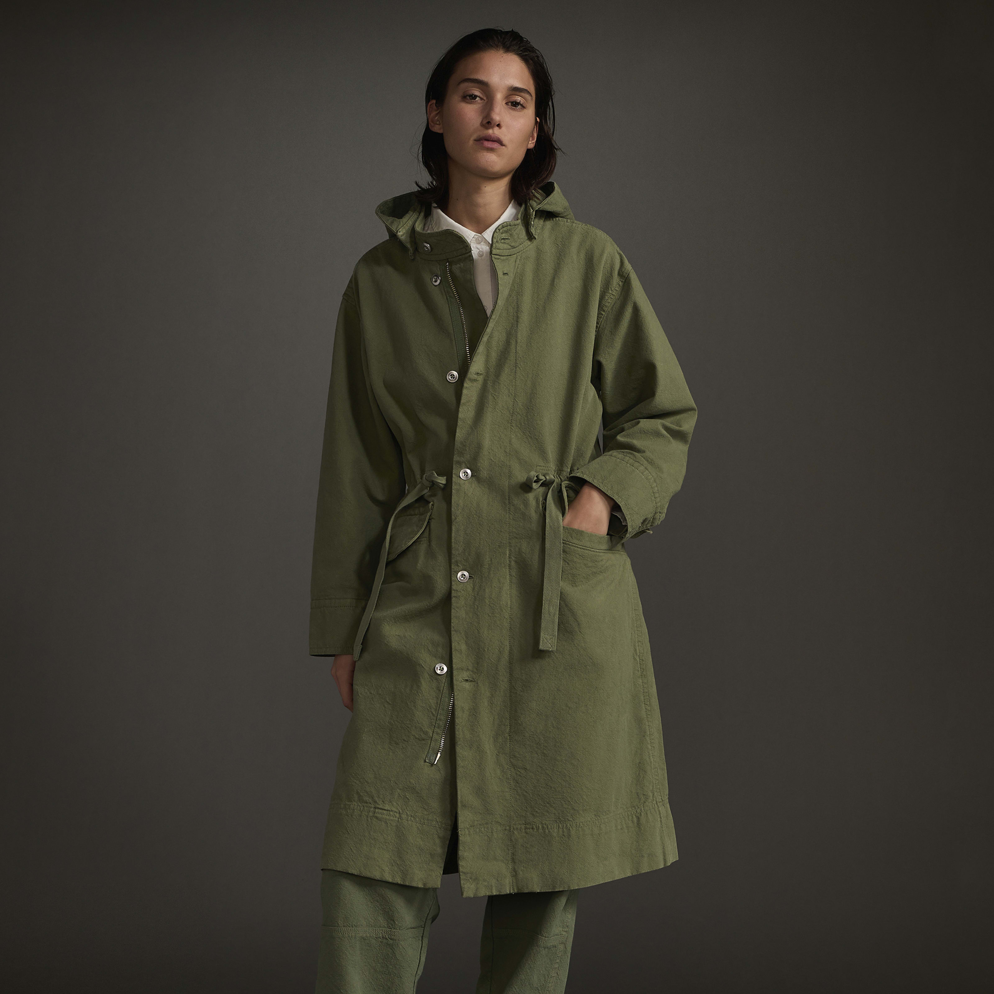women's canvas organic cotton parka by everlane in forest green, size xxs
