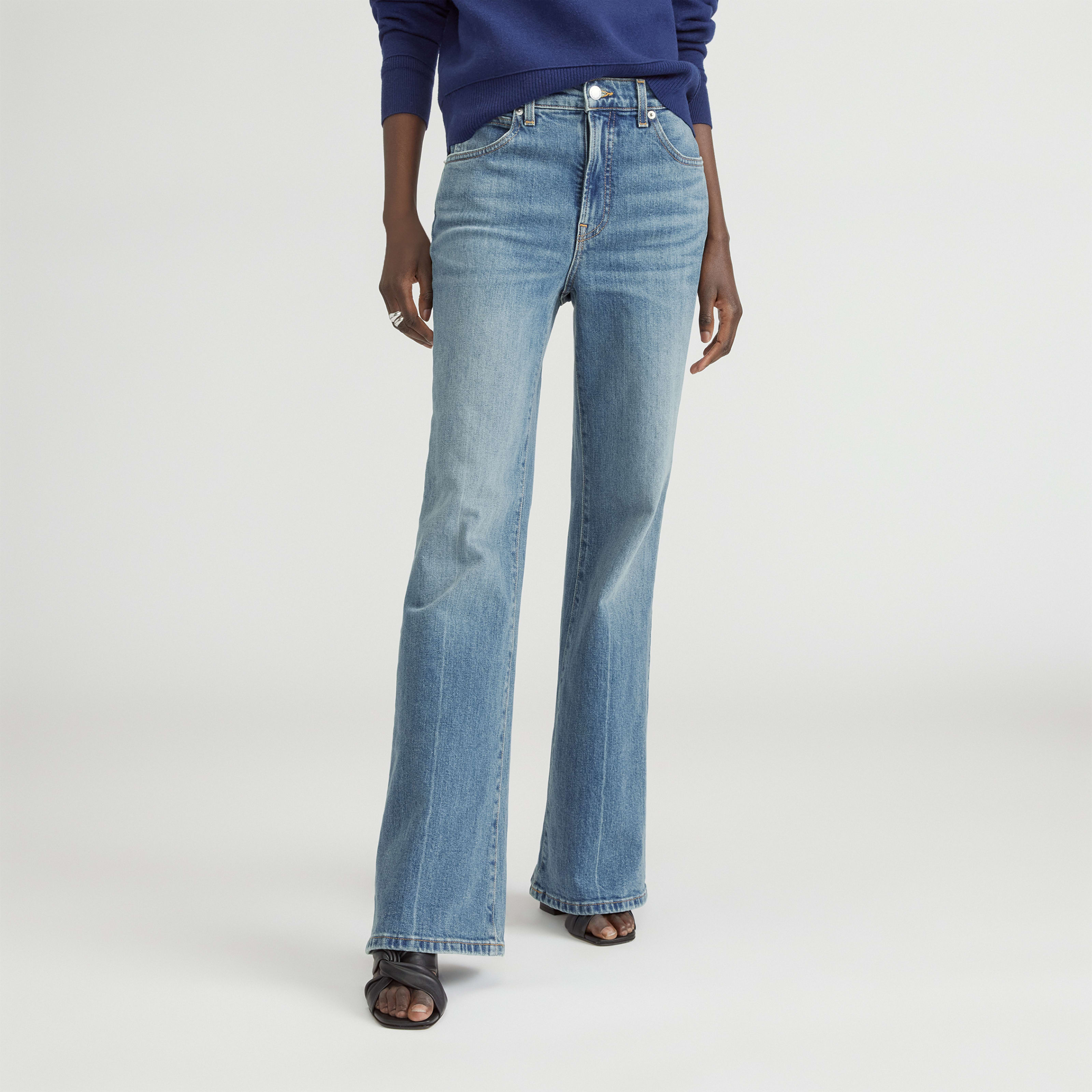 women's high-rise flare jean by everlane in bright indigo, size 23
