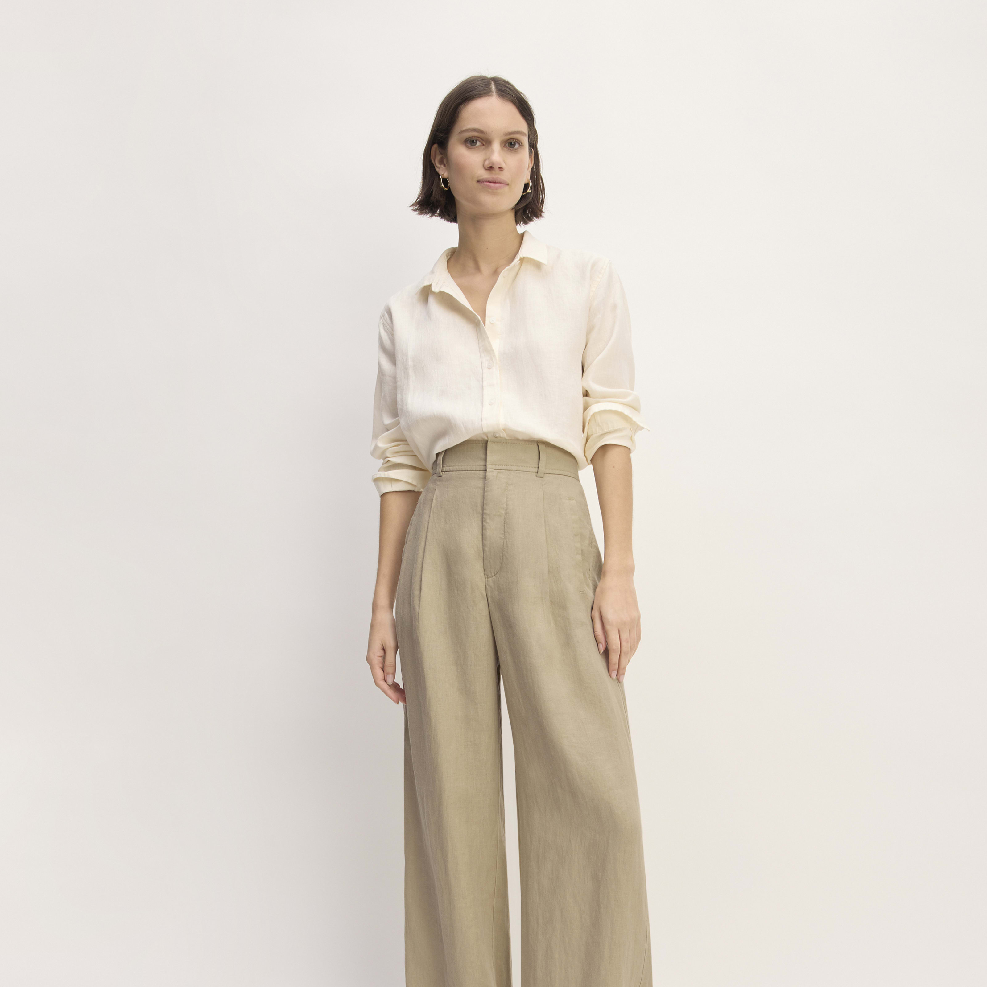 women's linen way-highâ® drape pant by everlane in khaki, size 00