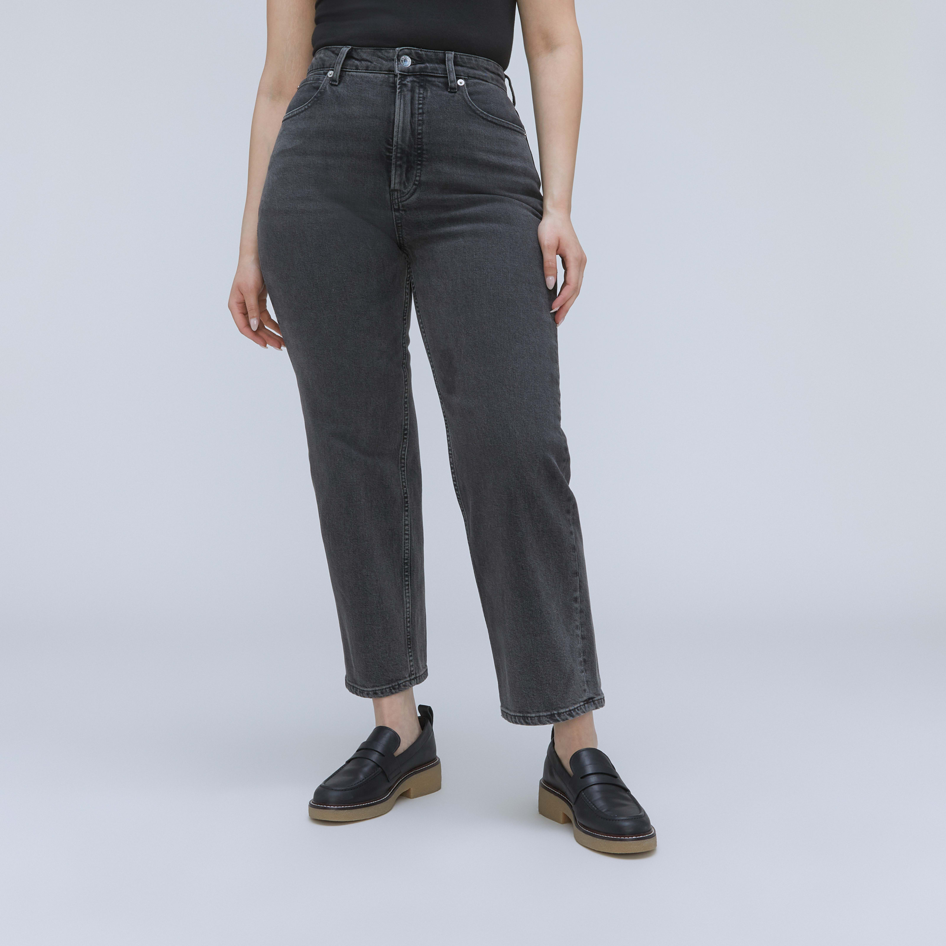women's curvy way-highâ® jean by everlane in washed black, size 32