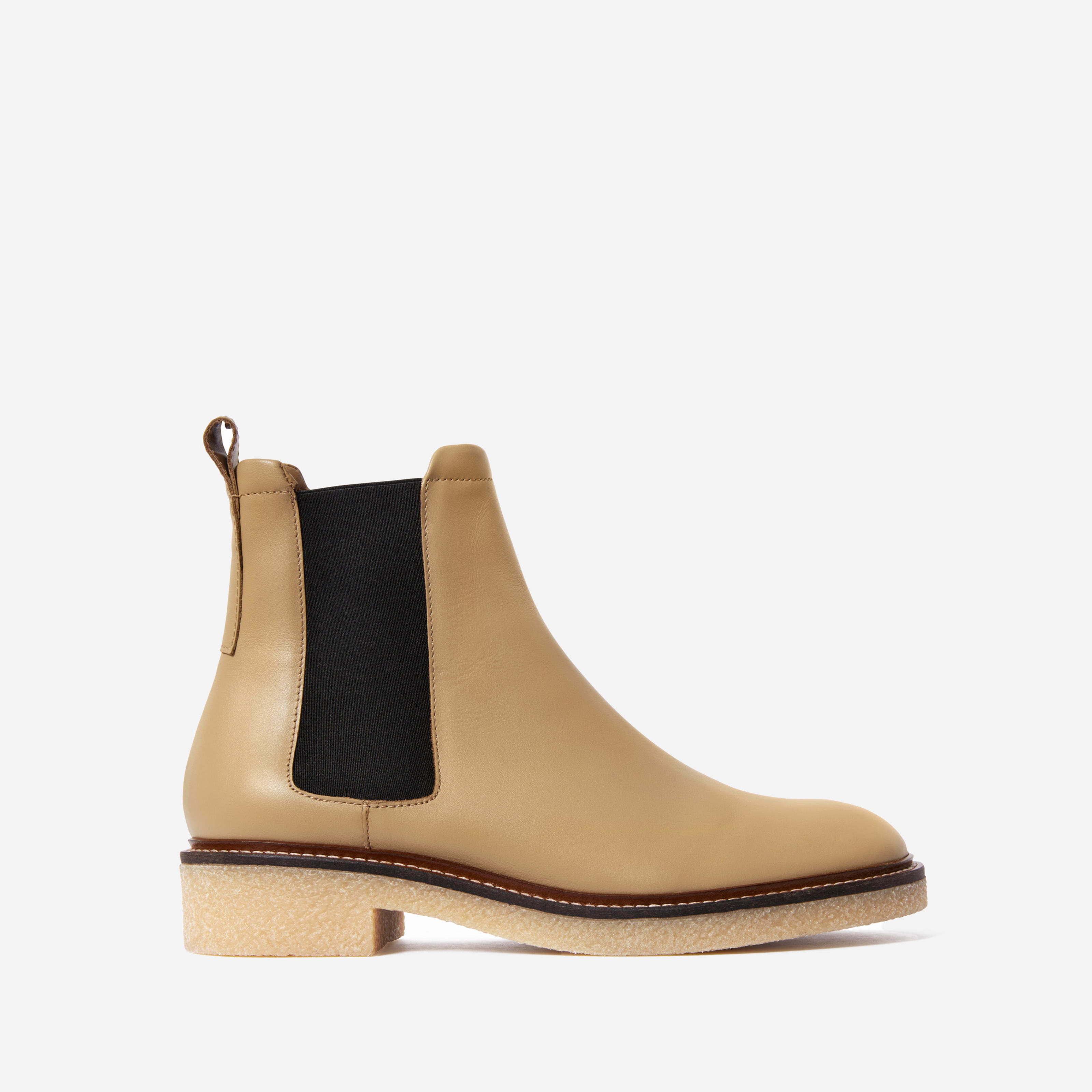 chelsea boot by everlane in biscuit, size 5