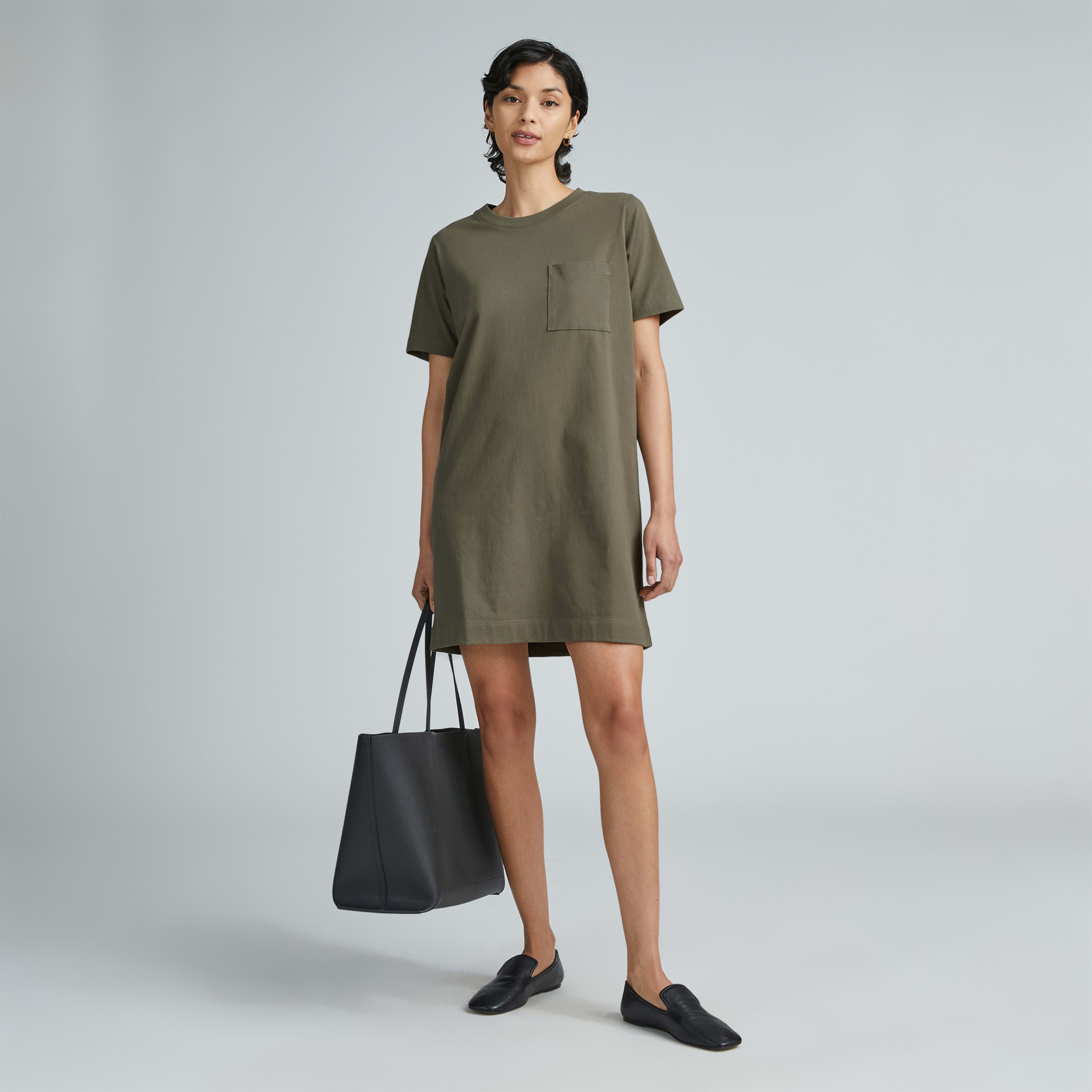 Women's Organic Cotton Weekend Tee Dress By Everlane In Olive, Size Xs