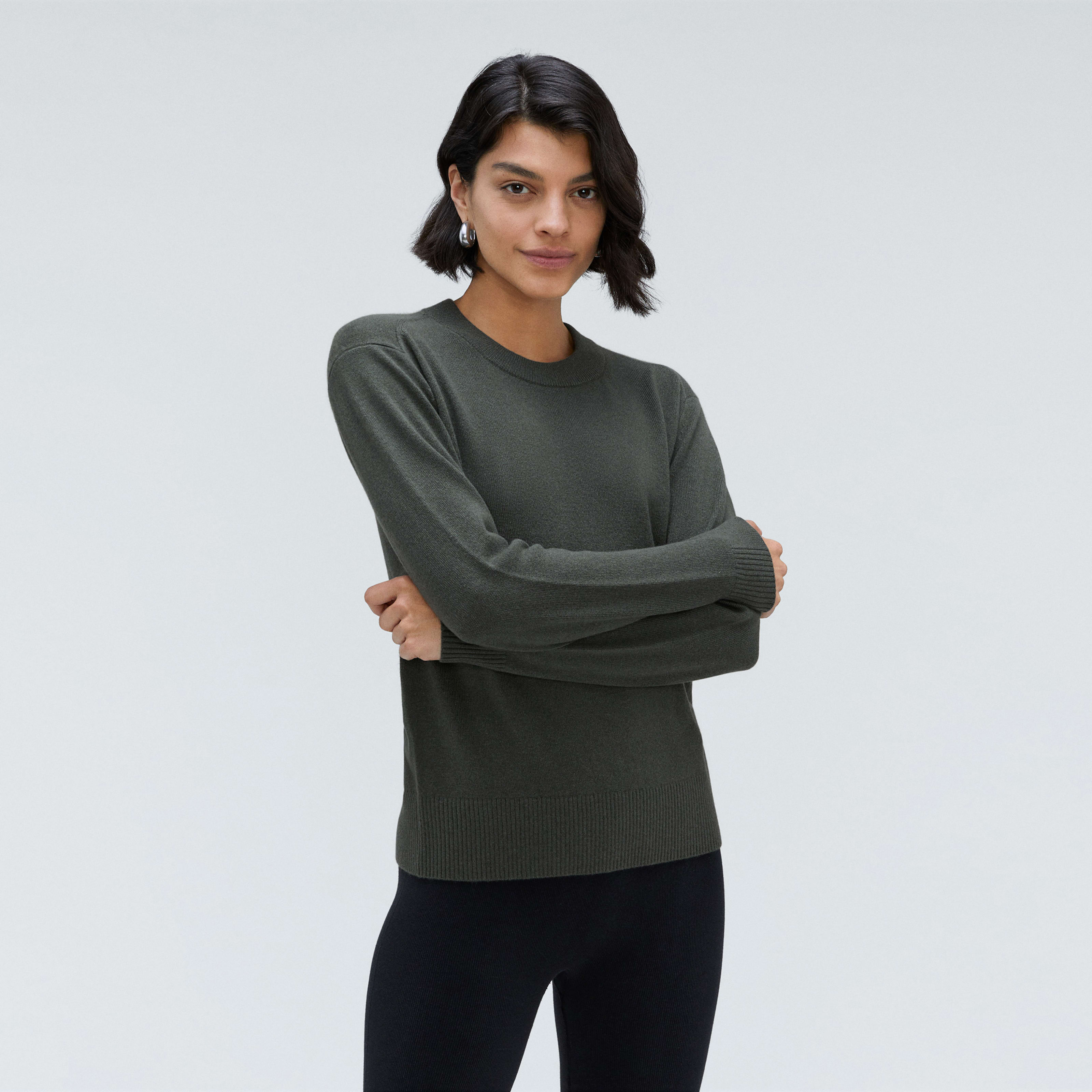 Women's Cashmere Crew Sweater by Everlane in Olive, Size XXS