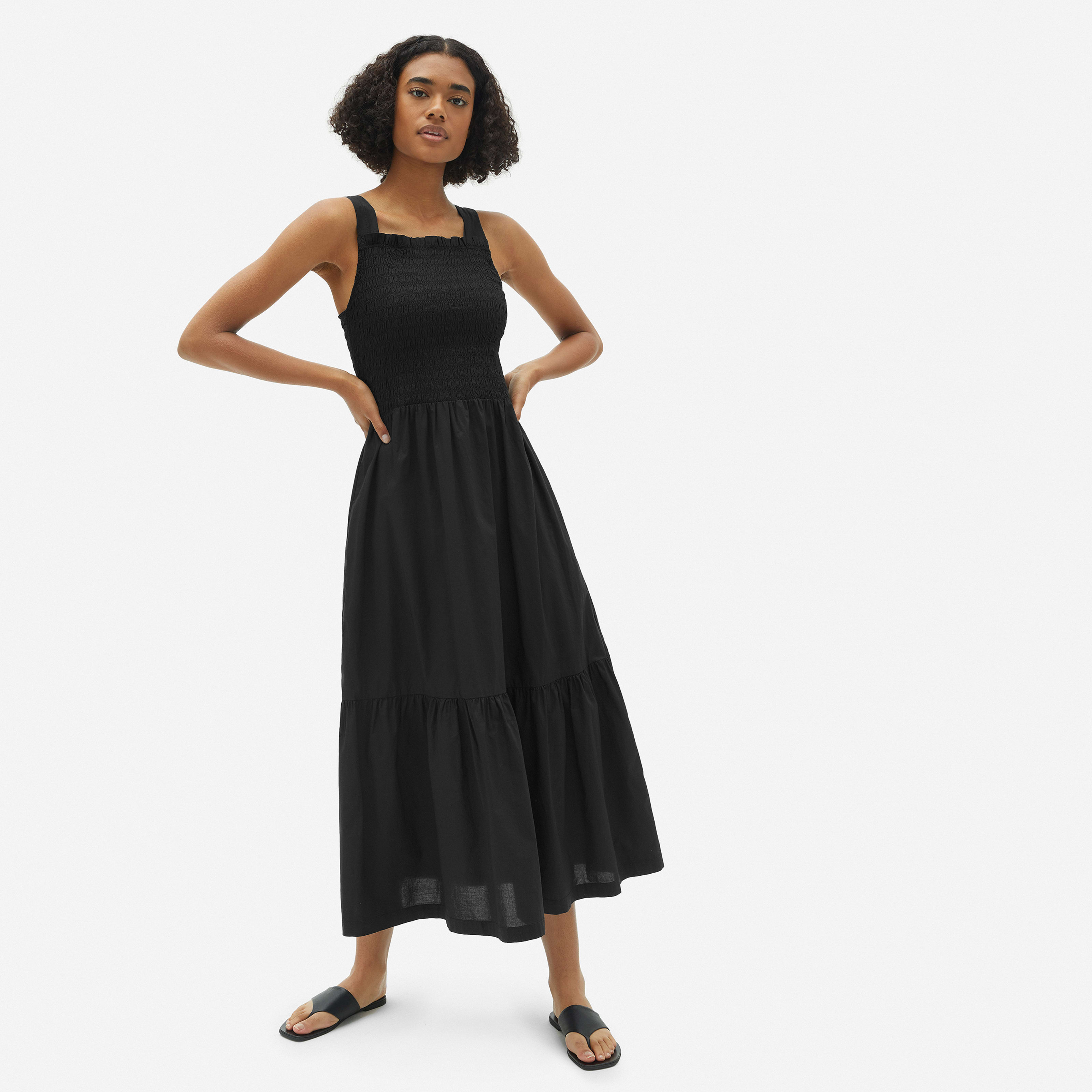 women's smock dress by everlane in black, size xxs