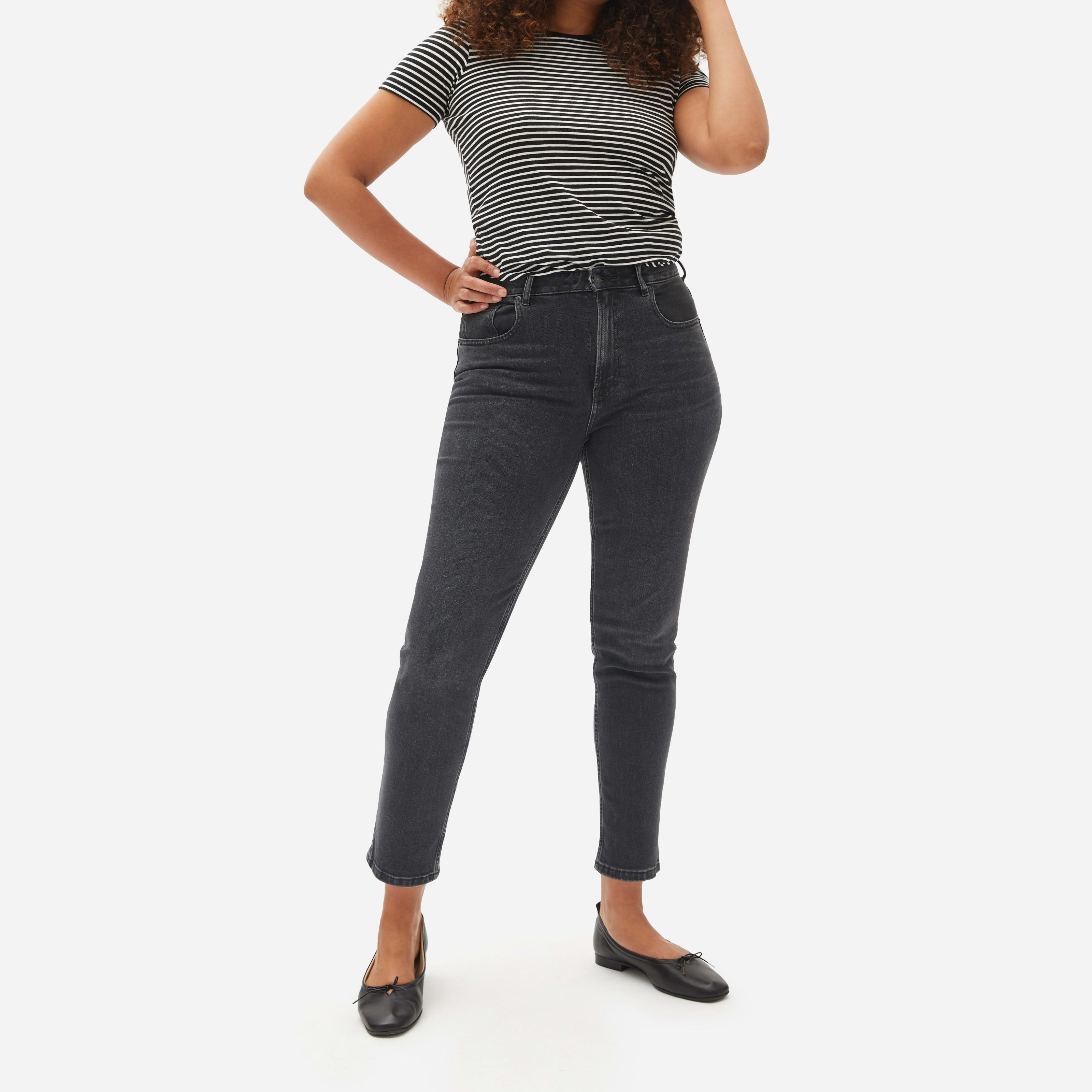 Women's Curvy Cheekyâ® Straight Jean By Everlane In Washed Black, Size 23