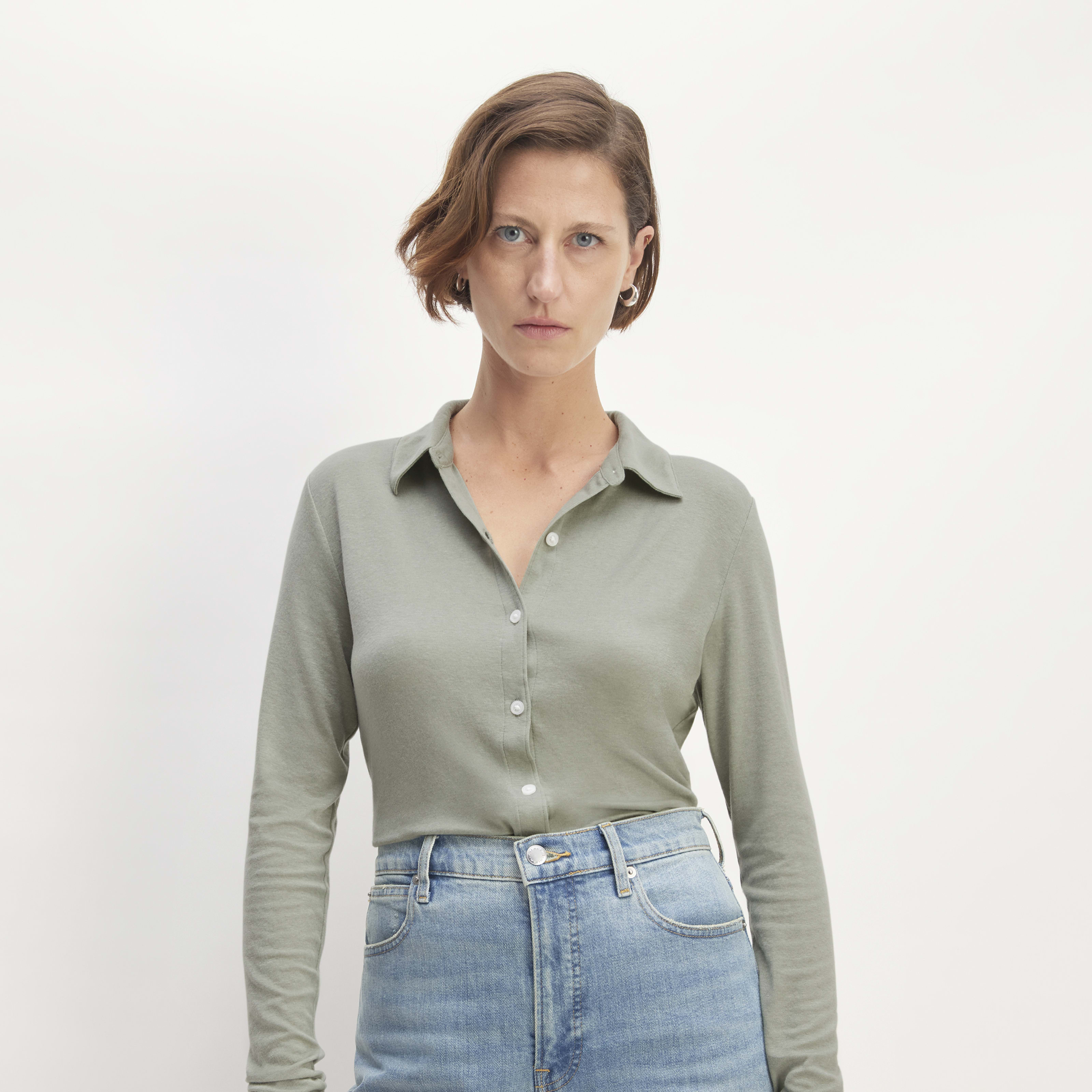 women's merino tencelâ„¢ relaxed shirt by everlane in sage green, size xxs