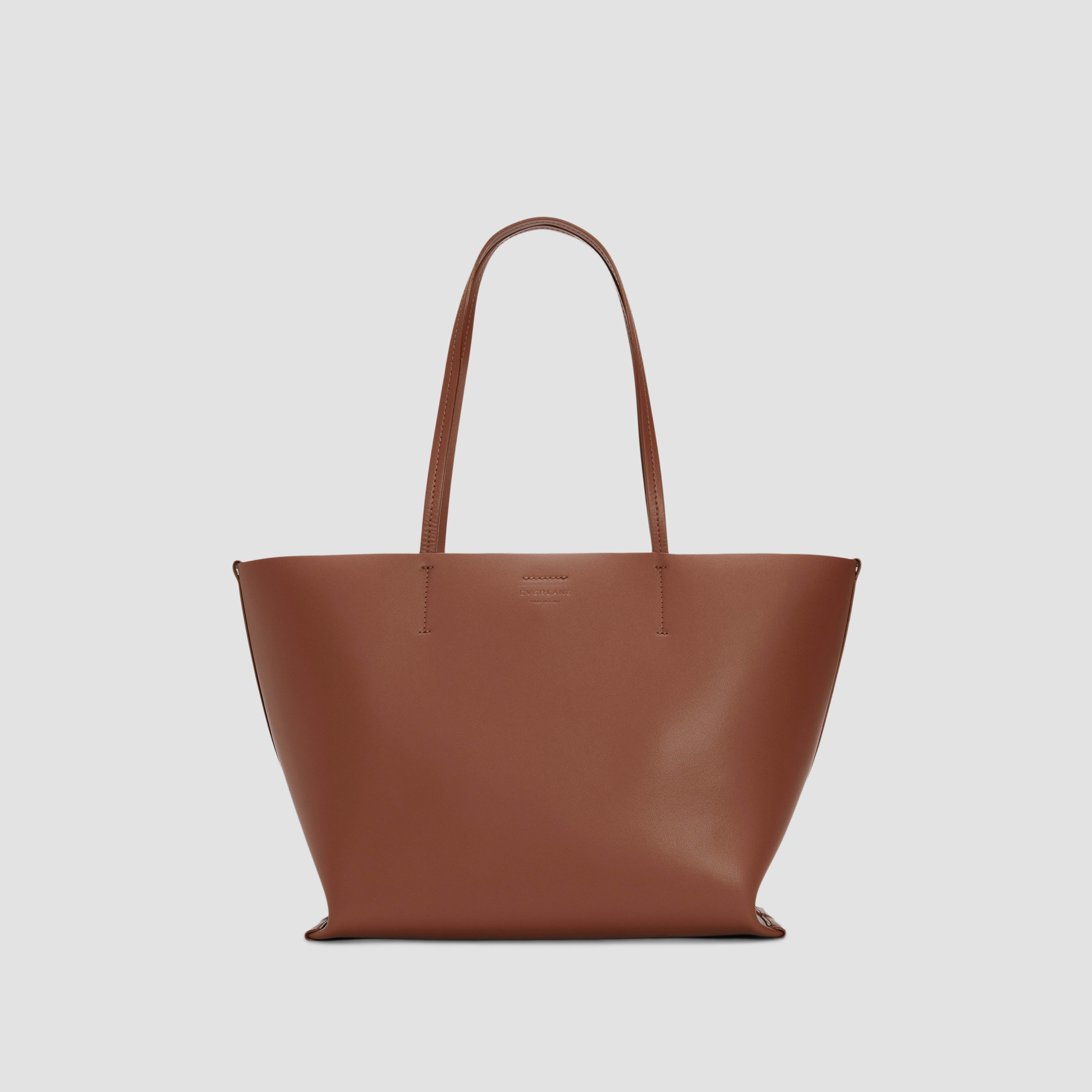 women's luxe medium italian leather tote bag by everlane in cognac