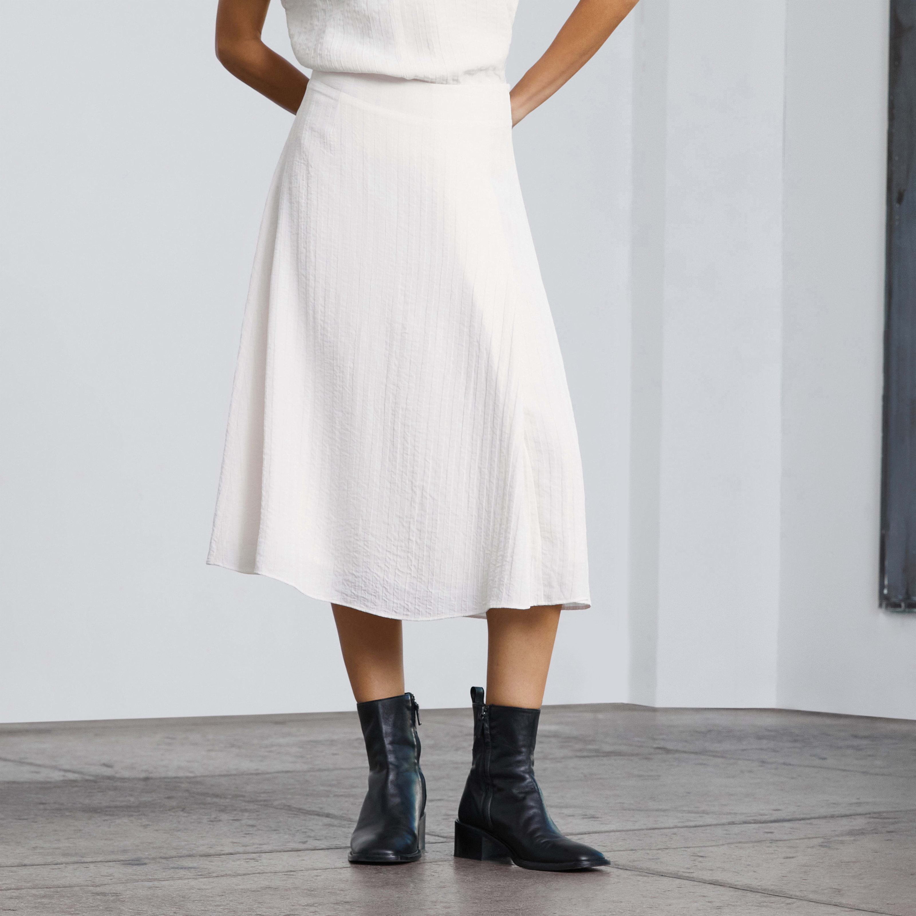 women's city stripe midi skirt by everlane in bone white, size 2