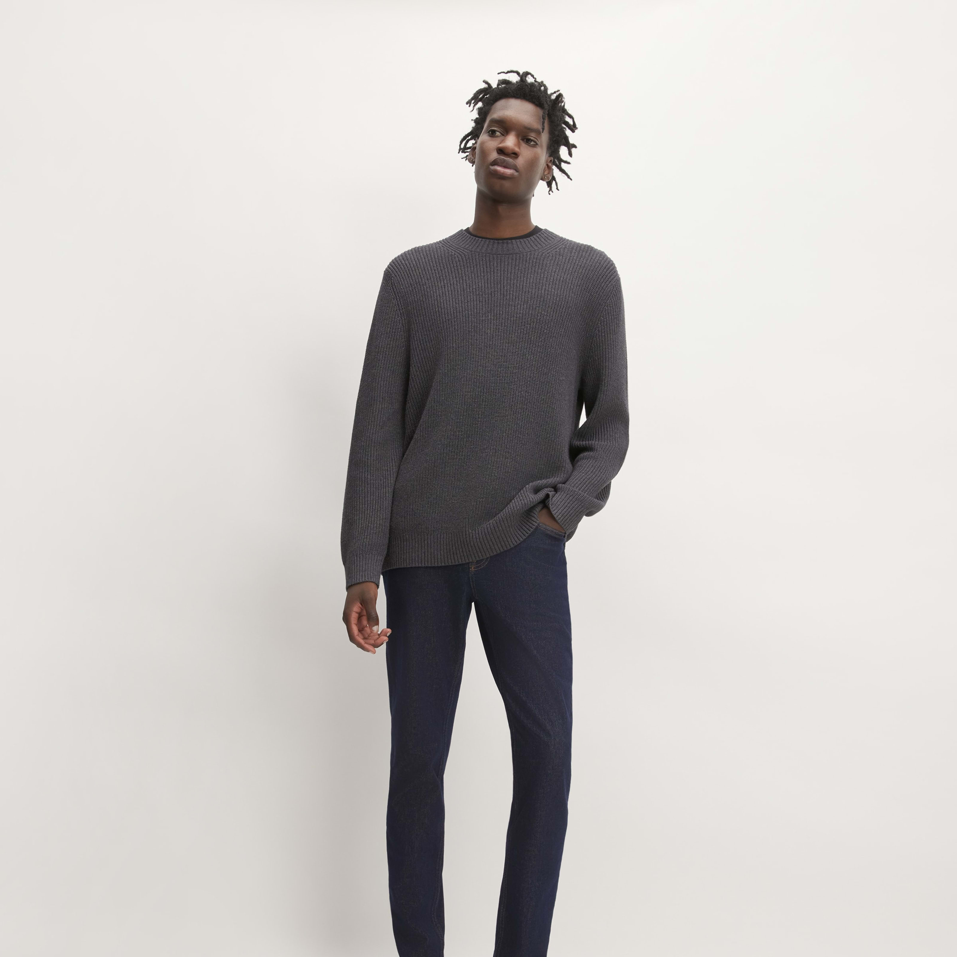 men's slim 4-way stretch organic jean | uniform by everlane in dark indigo, size 40x34