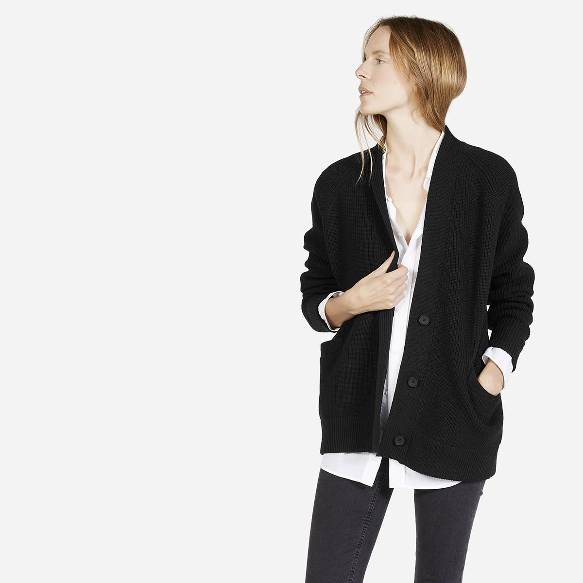 everlane chunky wool cardigan