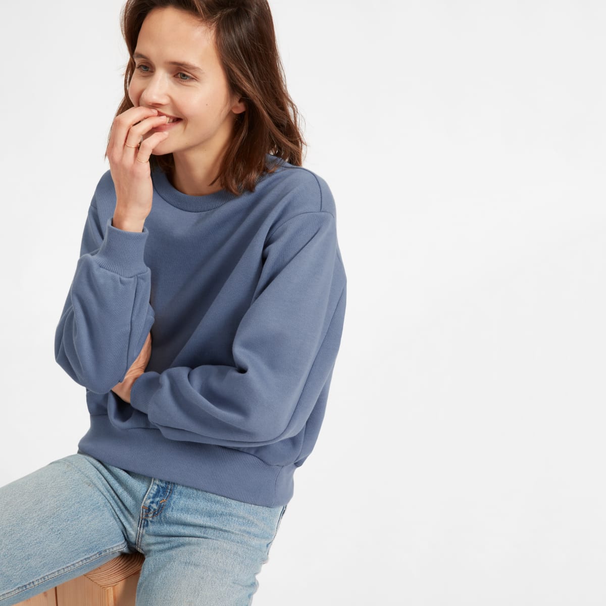 everlane oversized fleece crew