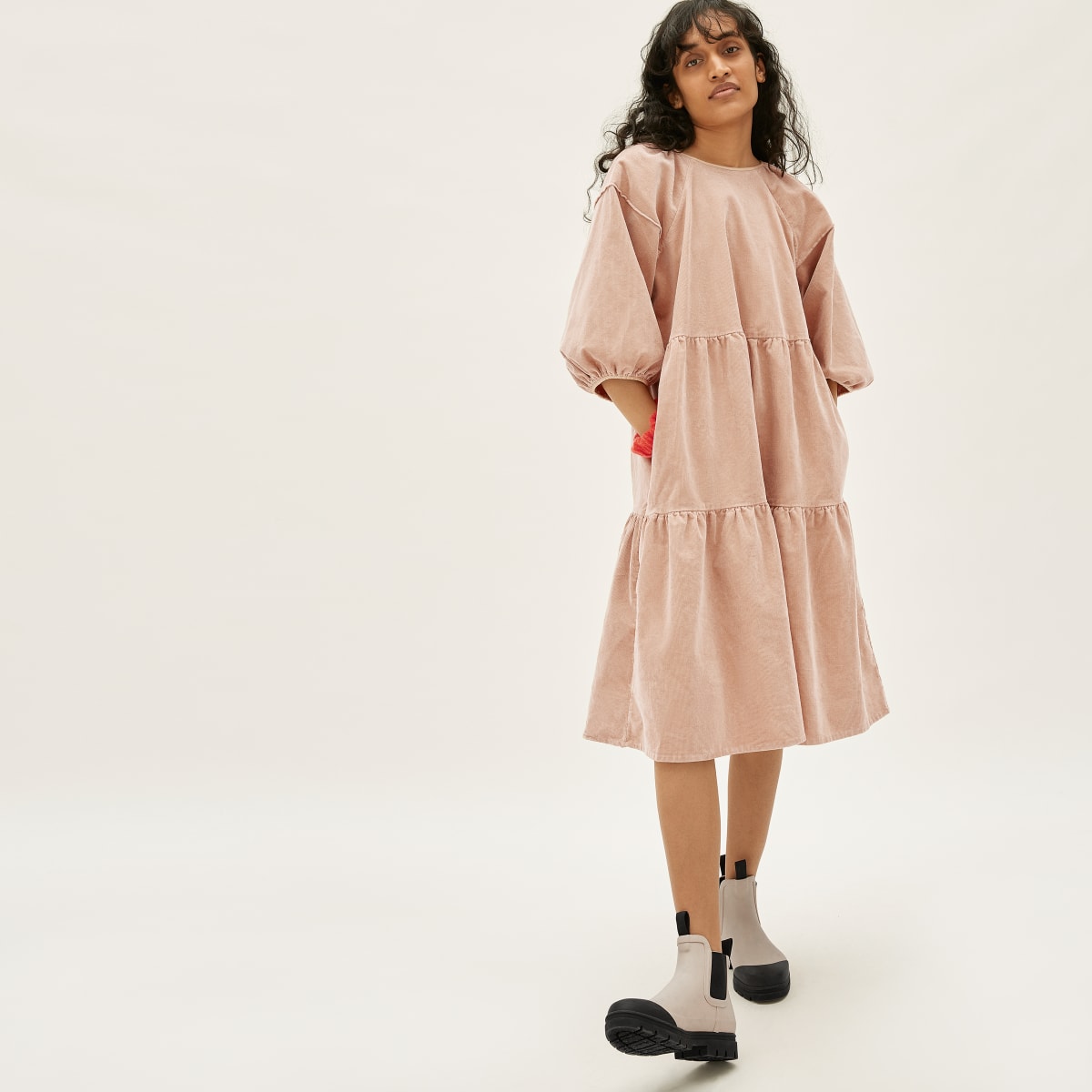 Everlane tiered corduroy dress