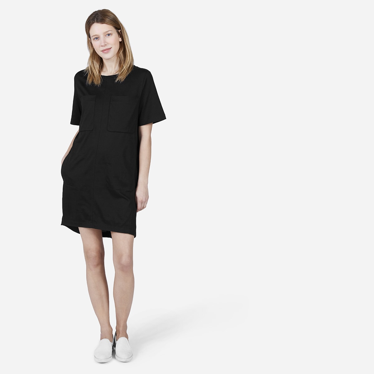 black cotton dress with pockets