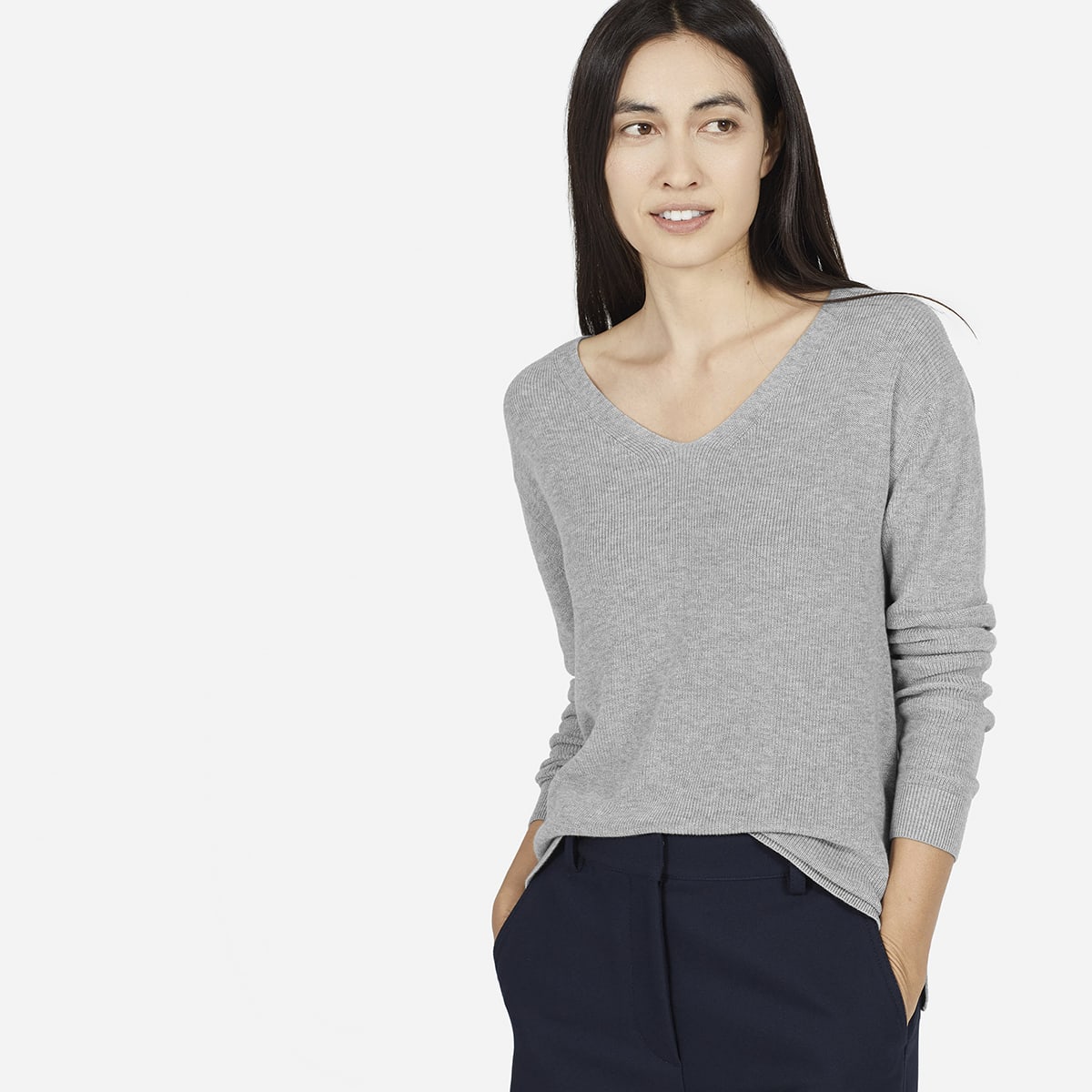 Cotton v neck sweater clearance