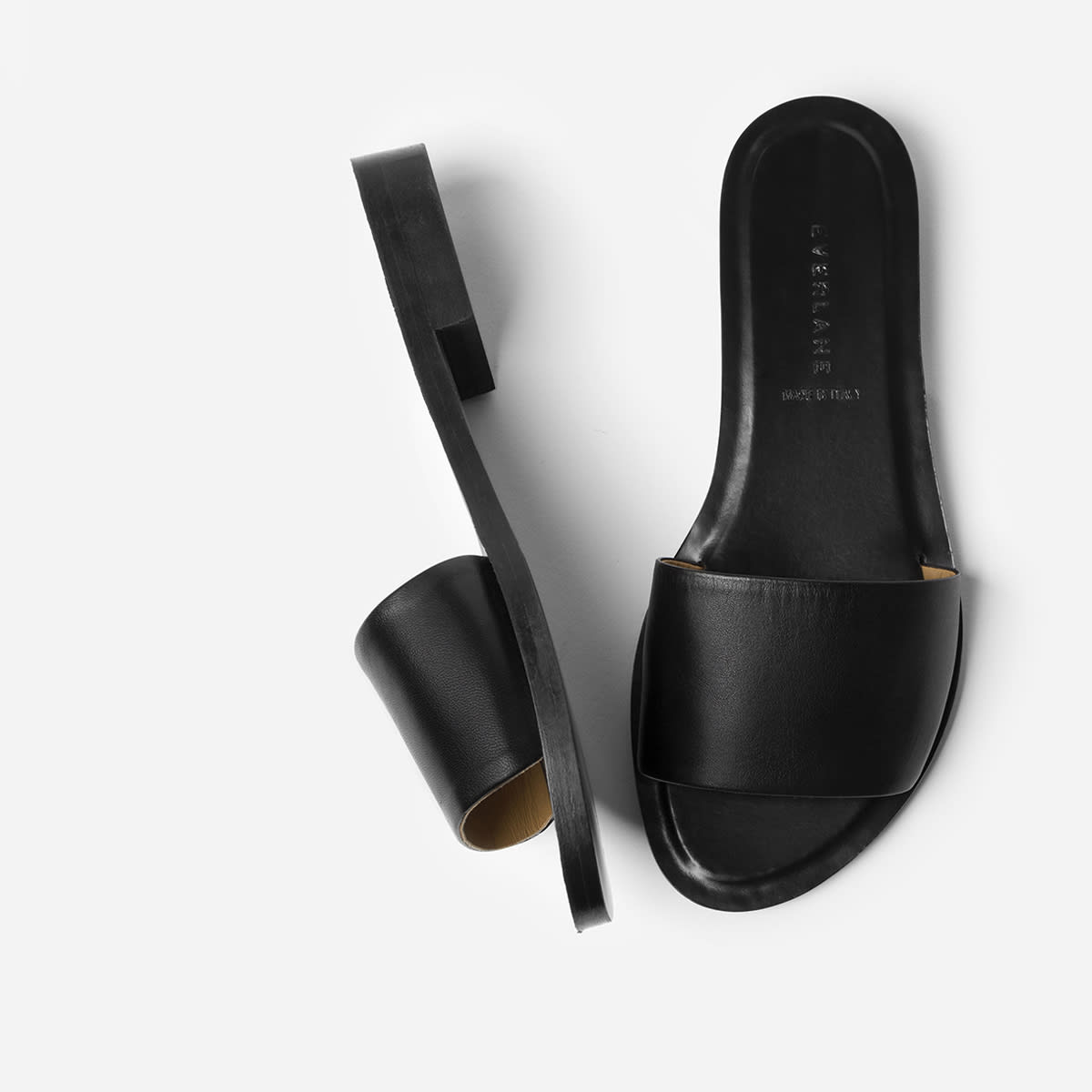 black slide sandals